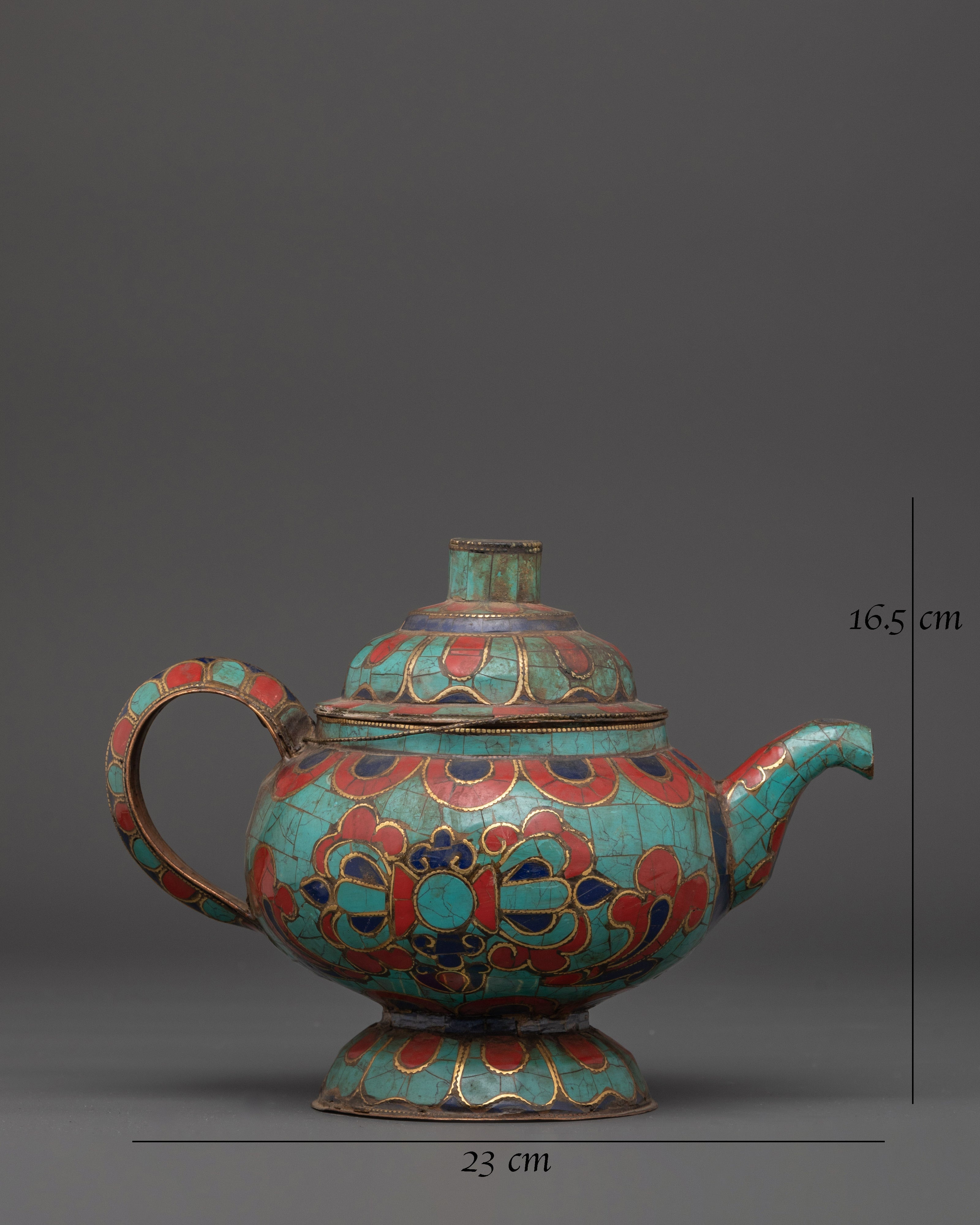 Tibetan Teapot With Gemstones | Traditional Tea Pot for Tea Ceremonies