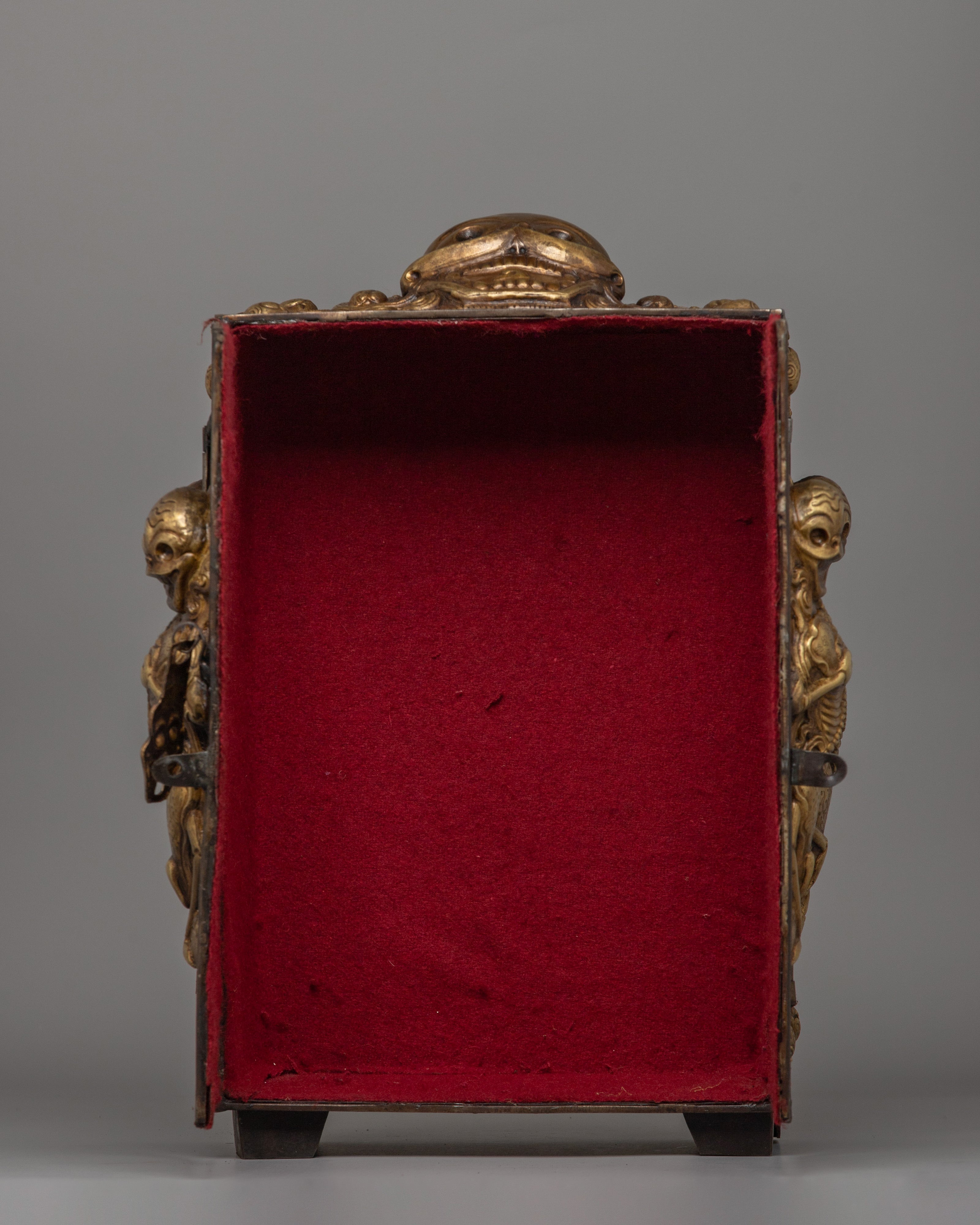 Large Spiritual Tibetan Ghau Box | Skull Themes Box