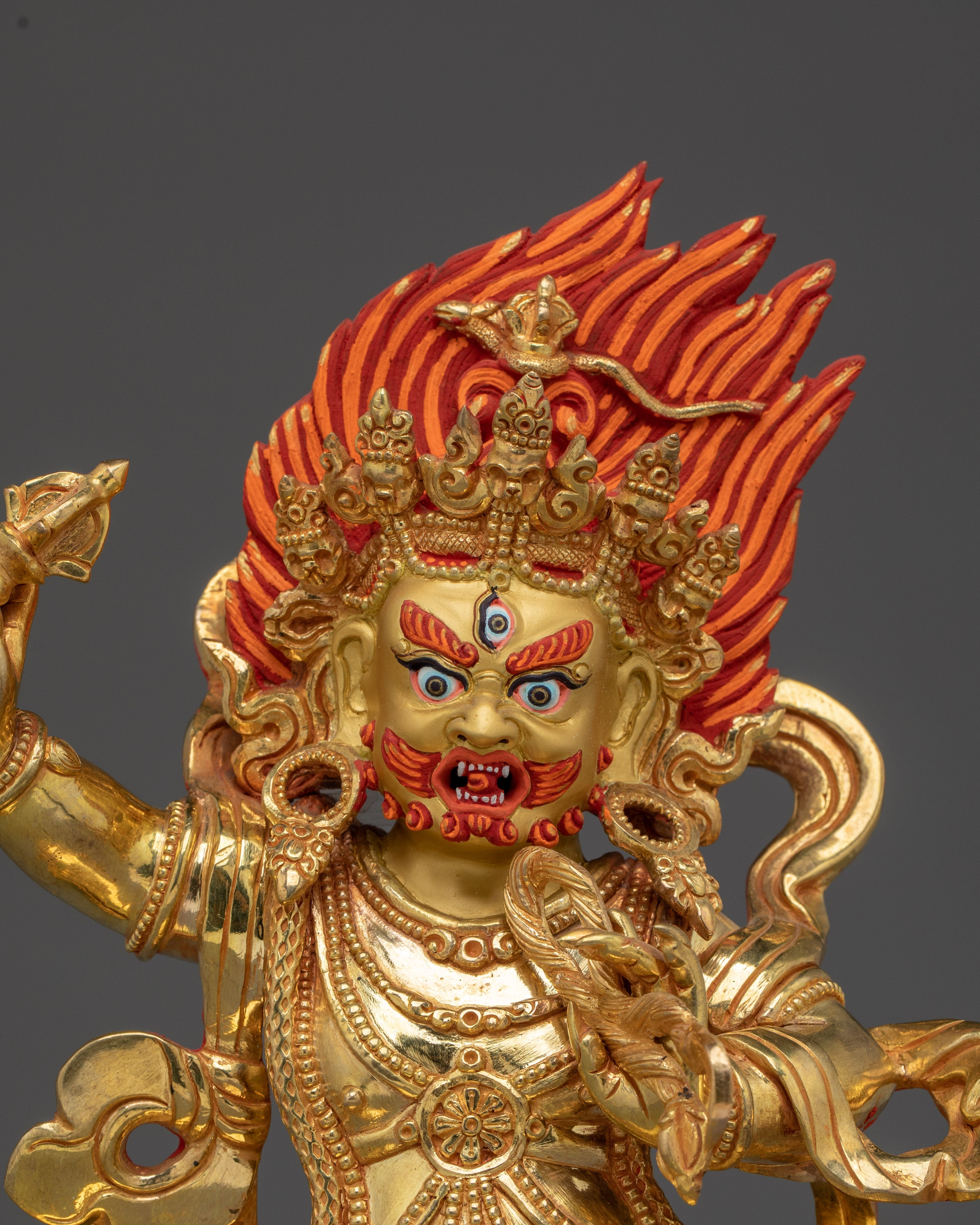 24K Gold Gilded Vajrapani Statue | Meditation & Shrine Decor