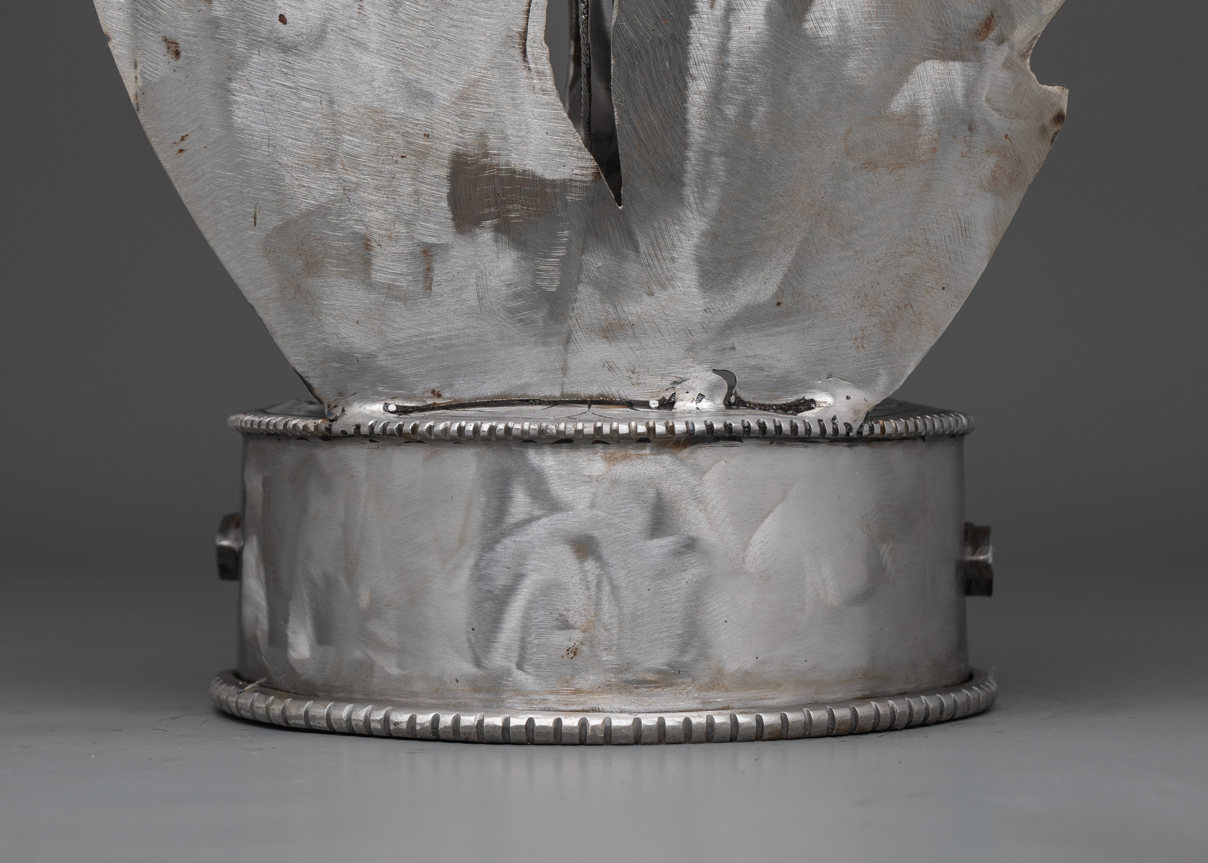 Tibetan Silver Vajra With Stand | Iron Buddhist Ritual Tool