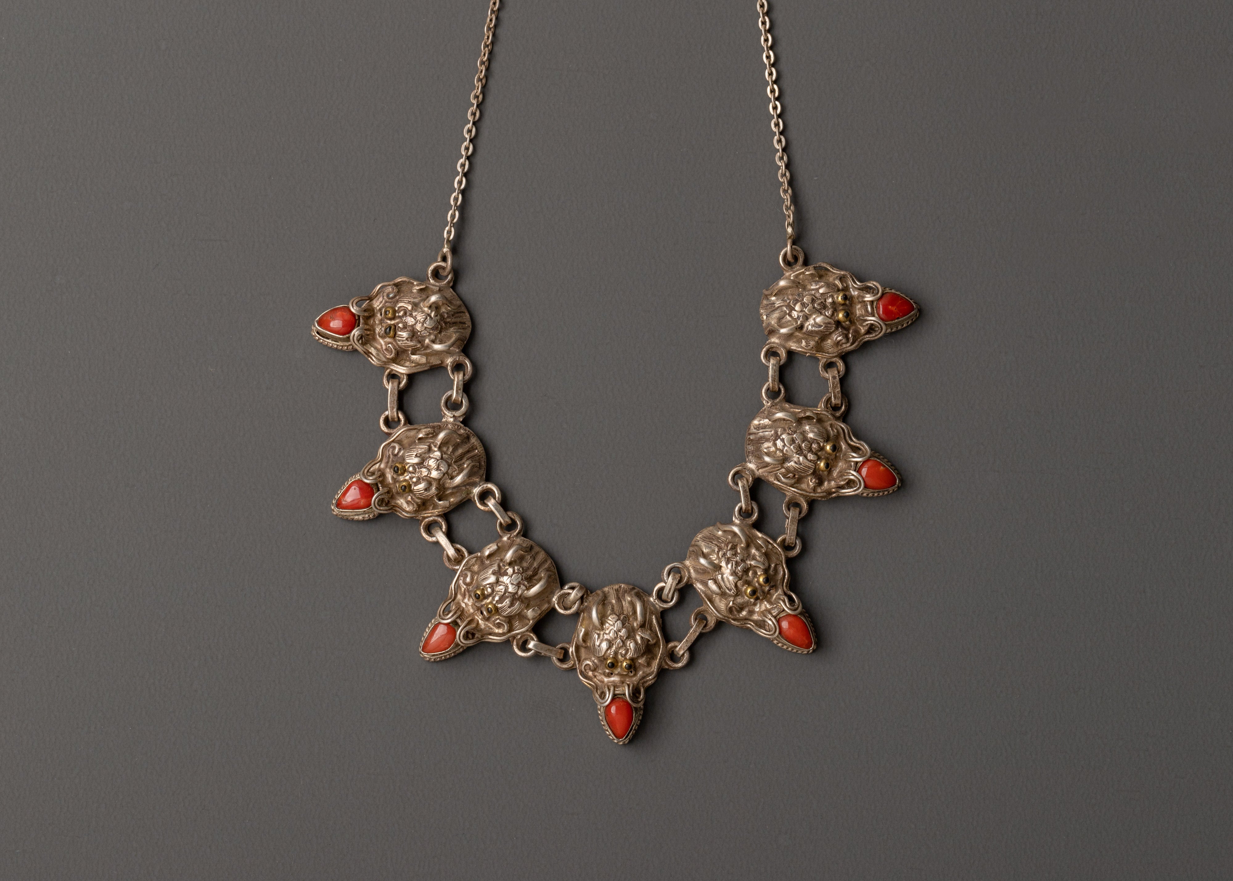 Red Coral Silver Necklace | Ethnic Jewelry