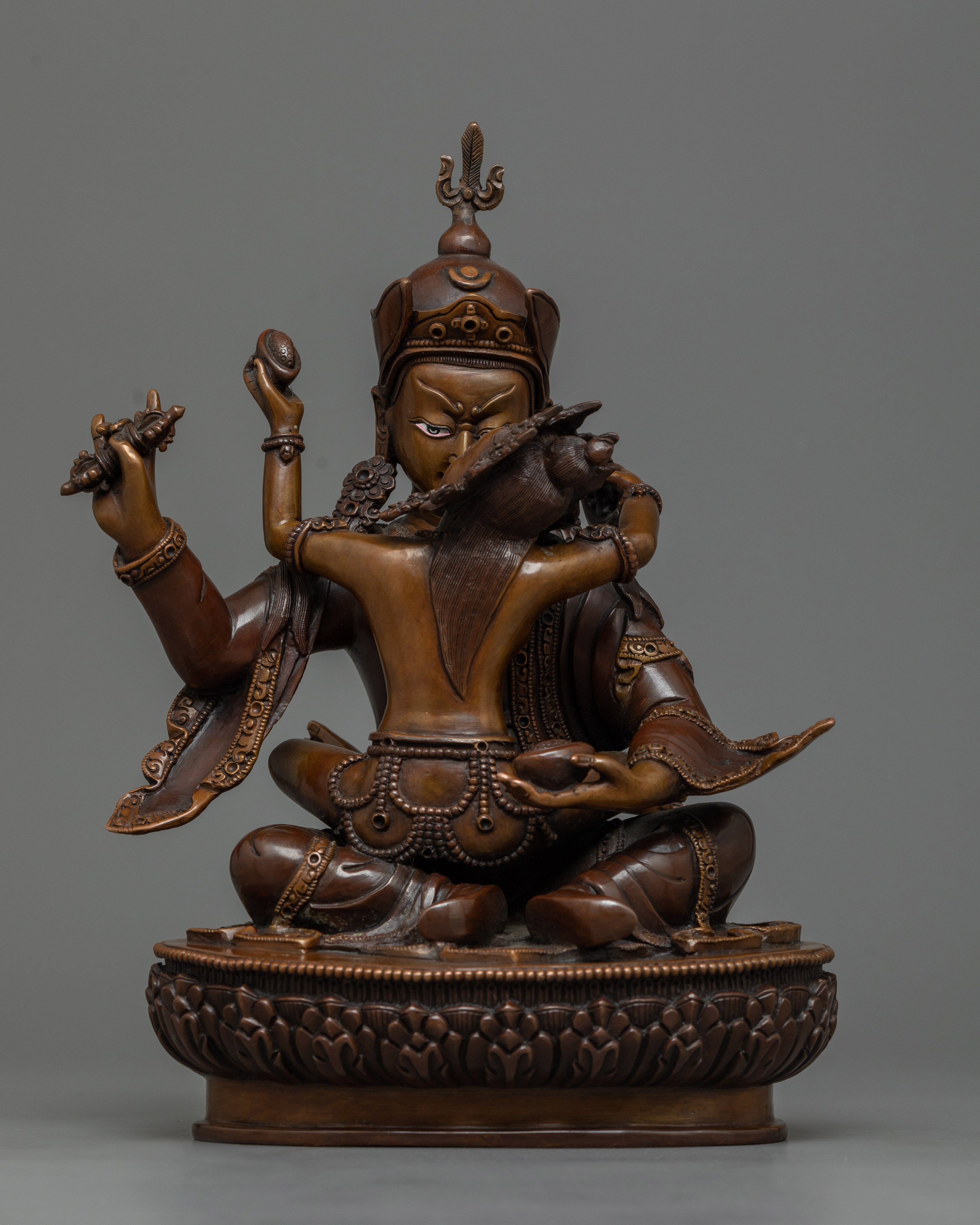 Guru Rinpoche With Consort Oxidized Copper Statue
