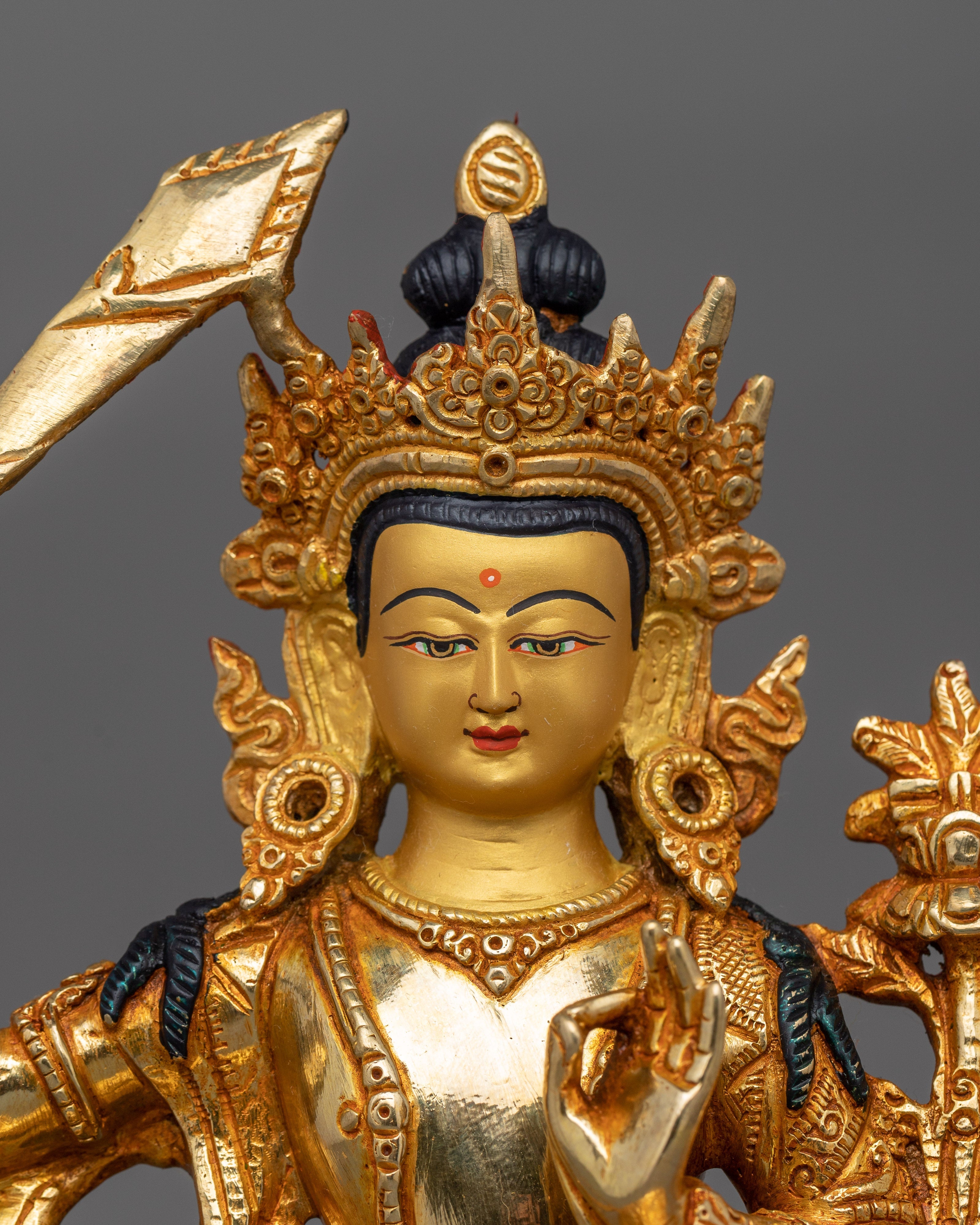 Bodhisattva Deity Holding Flaming Sword Manjushri | Symbol of Wisdom and Knowledge