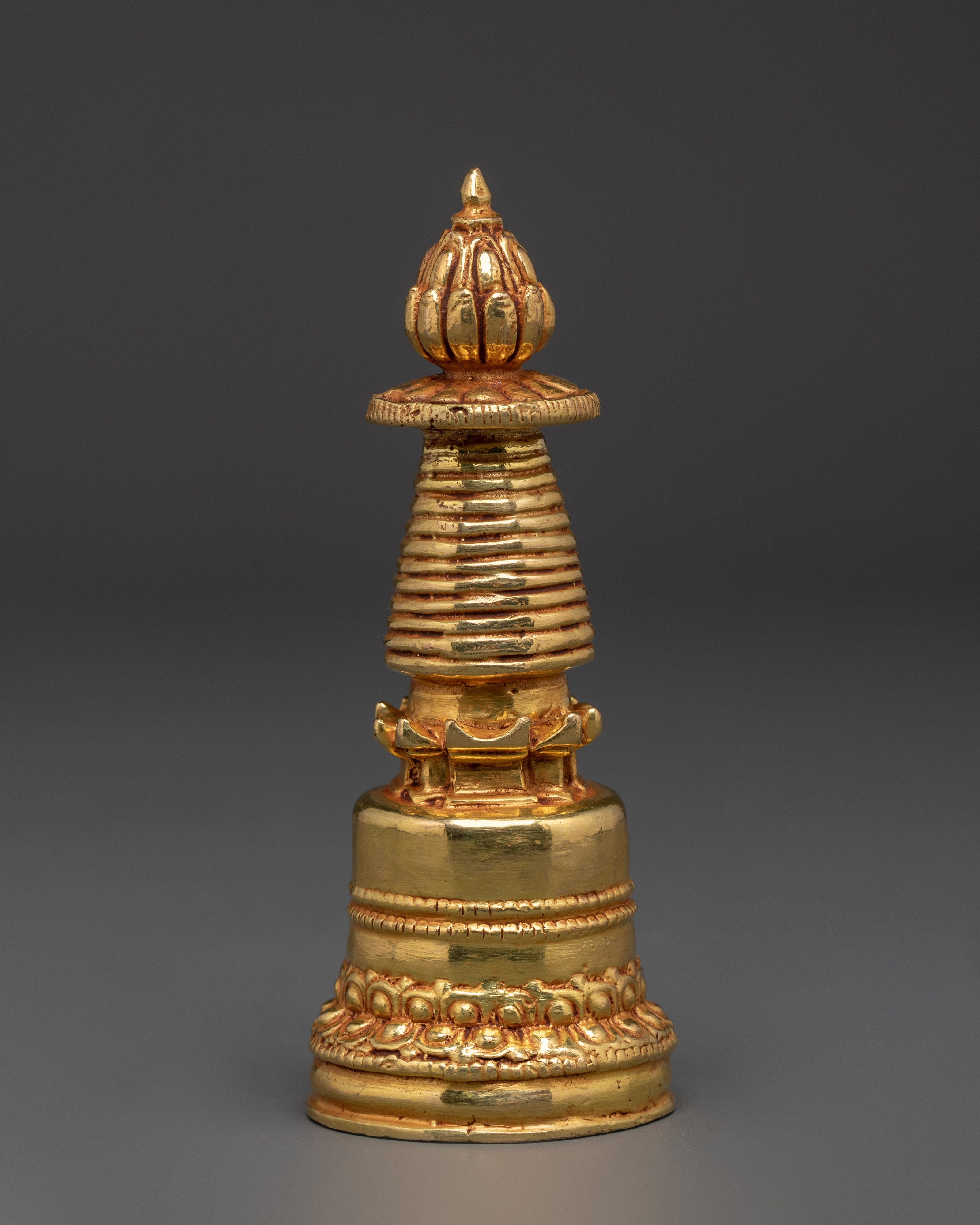 Handcrafted Brass Stupa with Lotus Base