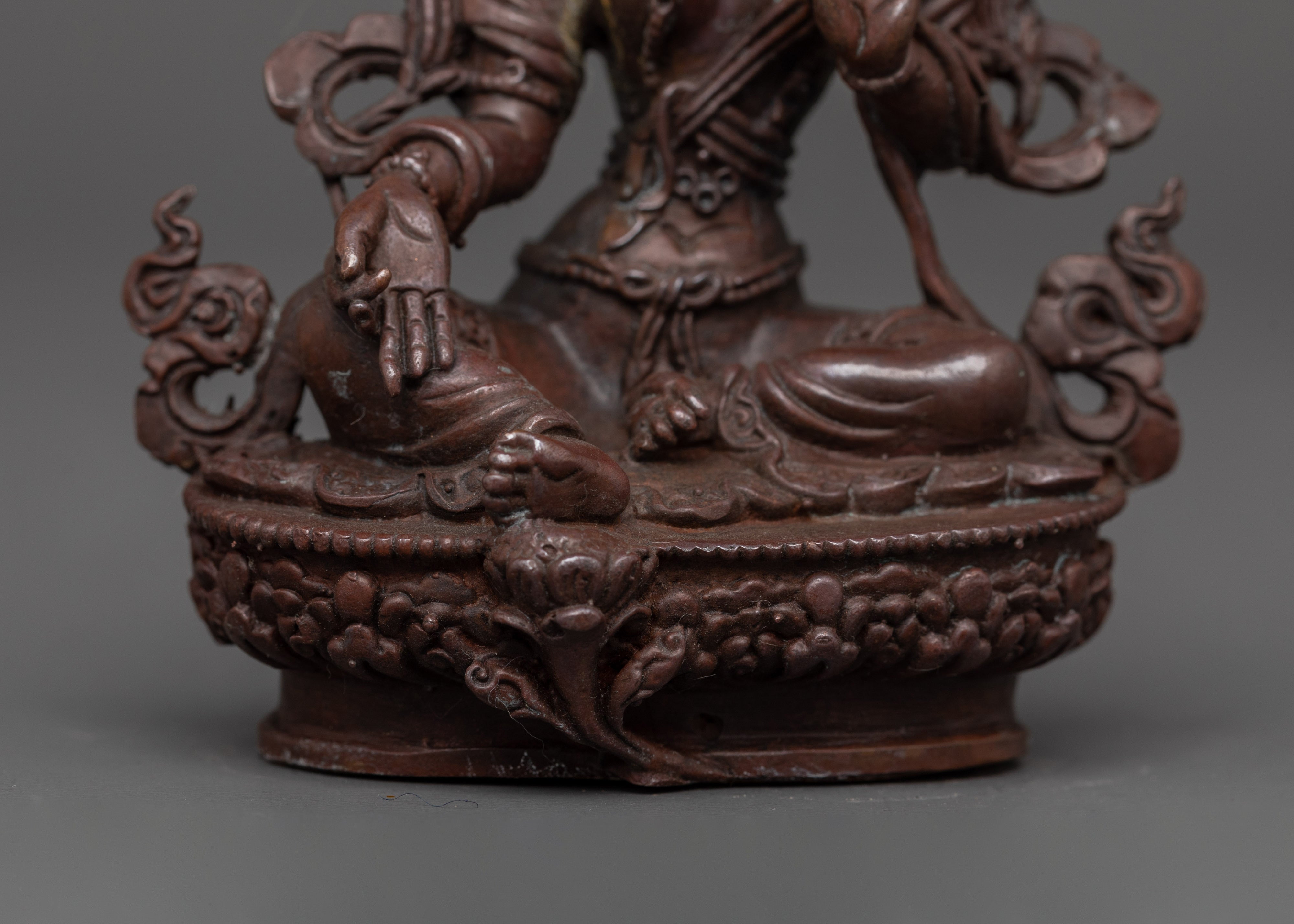 Oxidized Copper Green Tara Buddhist Deity Statue | Symbol of Compassion & Protection