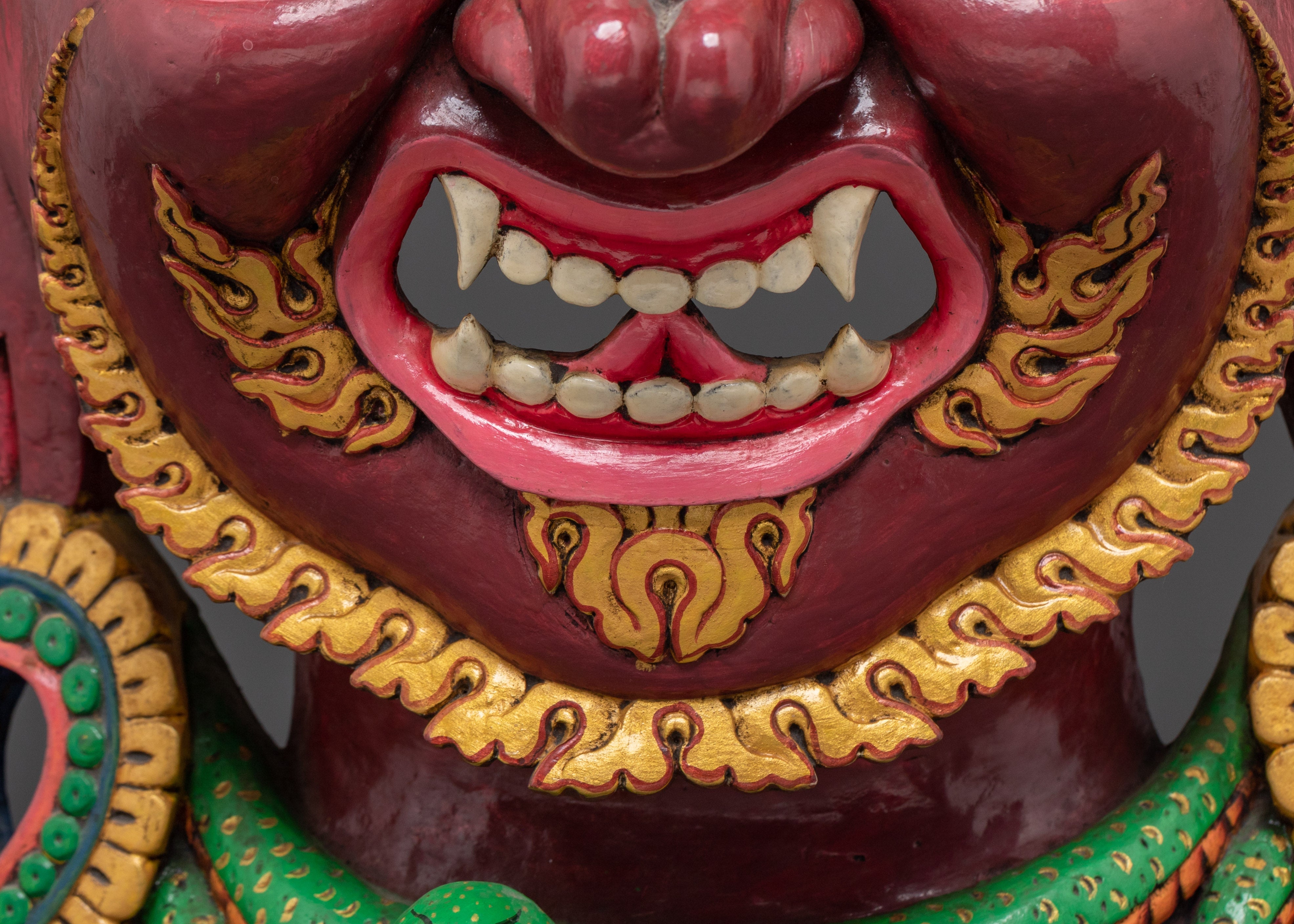 Handcrafted Mahakala Mask with Skull Crown | Tibetan Buddhist Fierce Deity