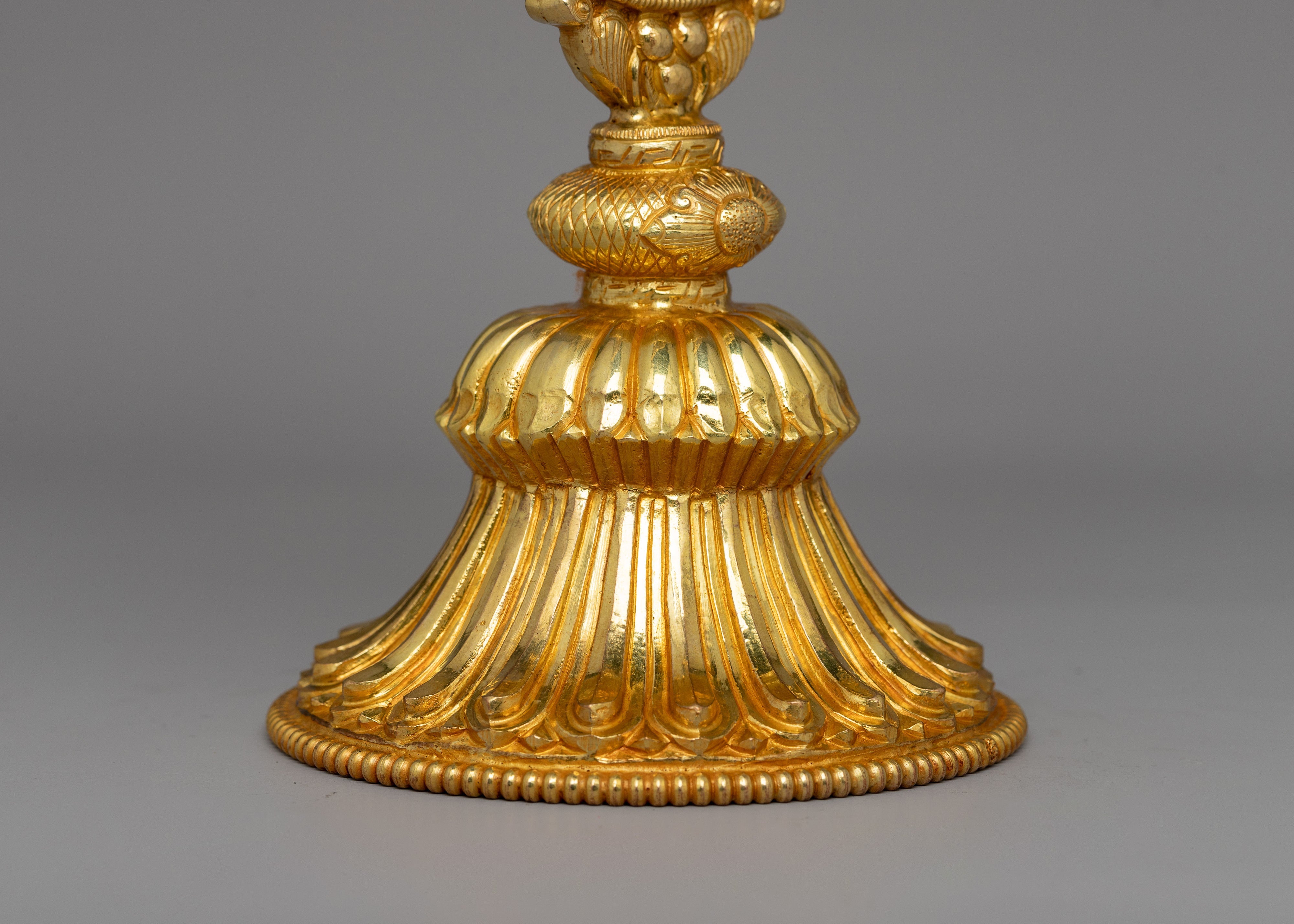 Dharma Wheel and Couple Deer Set | Plated Buddhist Shrine Decor