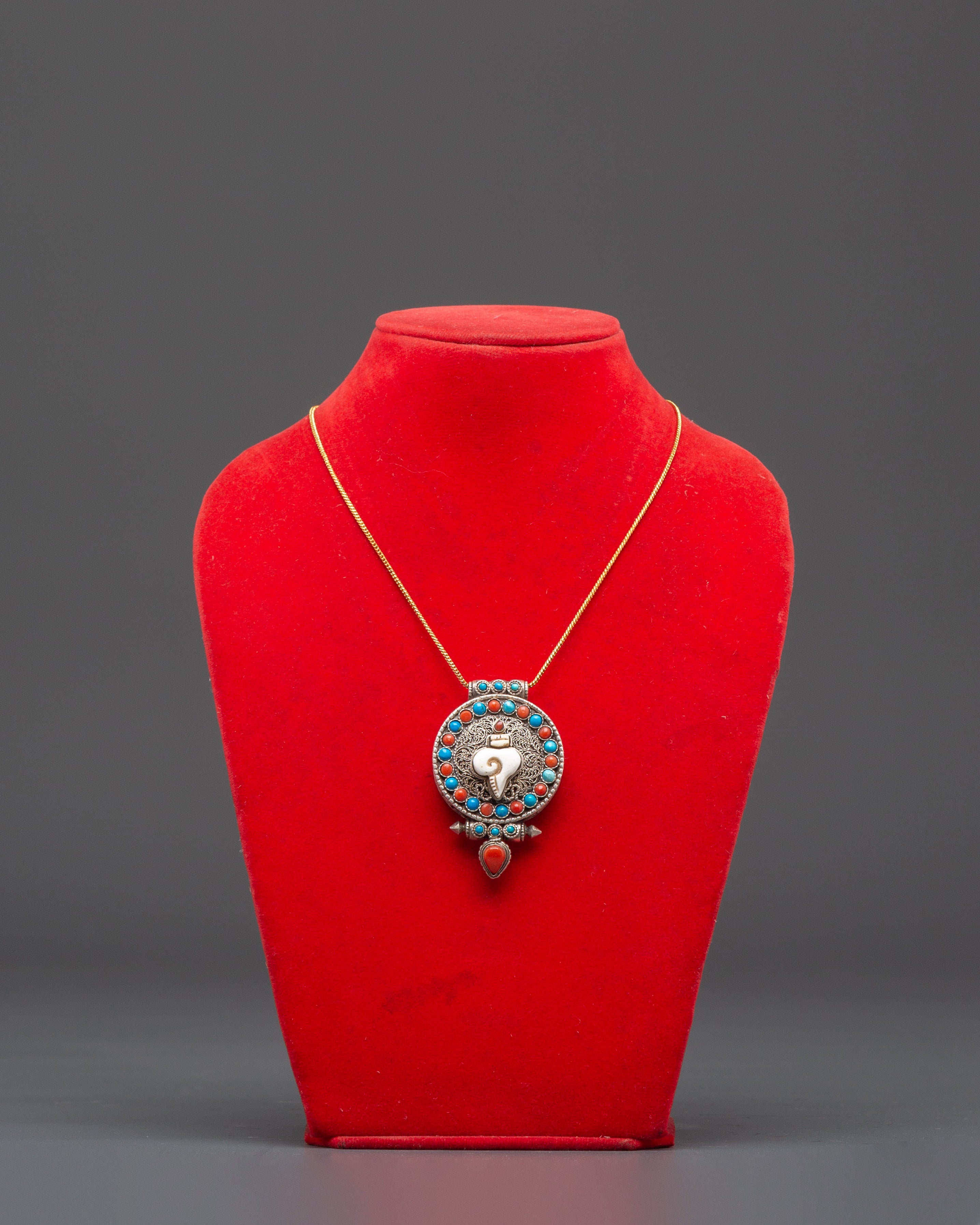 Conch Shell Silver Ghau Pendant | A Symbol of Peace and Protection