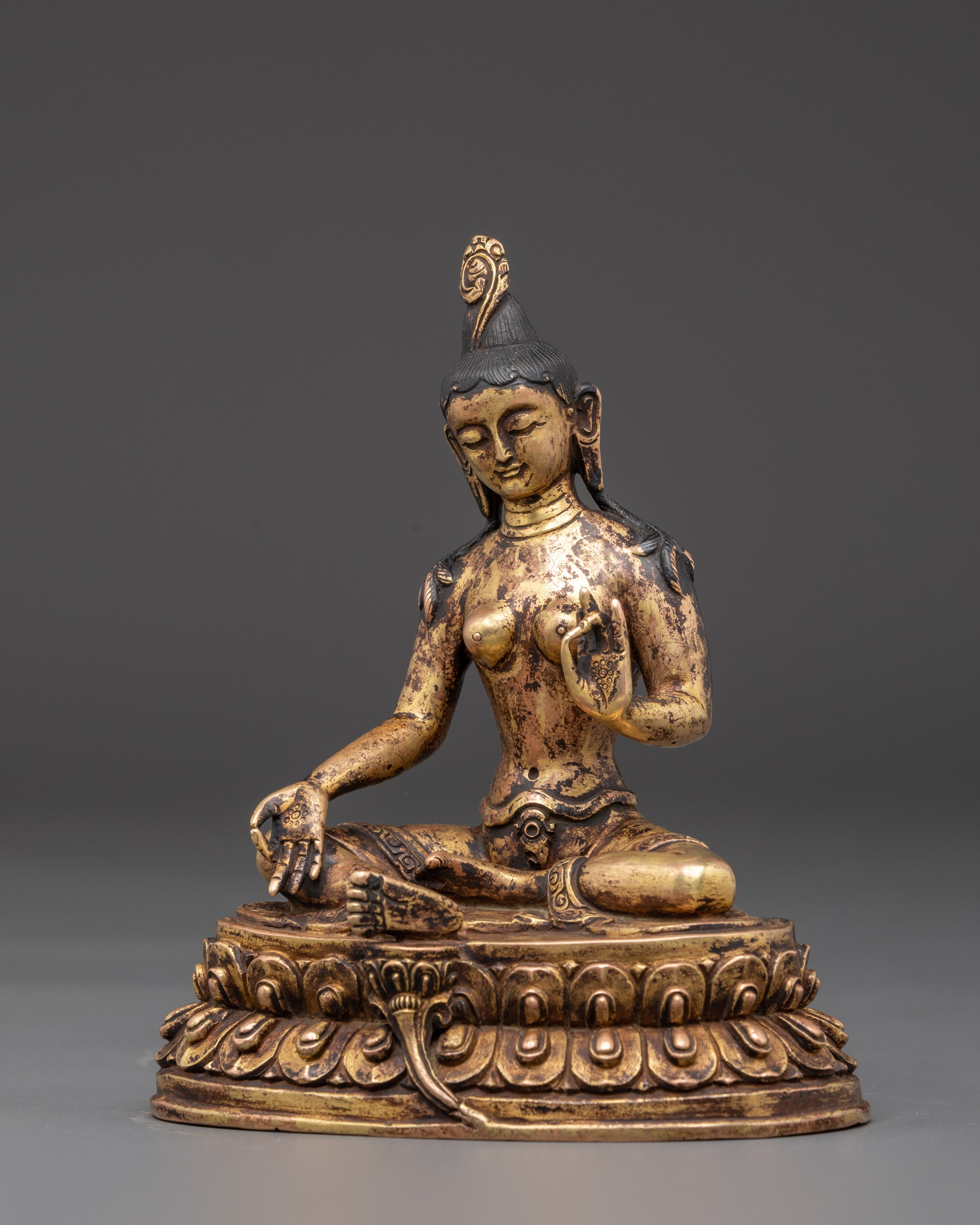 Handcrafted Green Tara Copper Statue | Tibetan Buddhist Goddess of Compassion