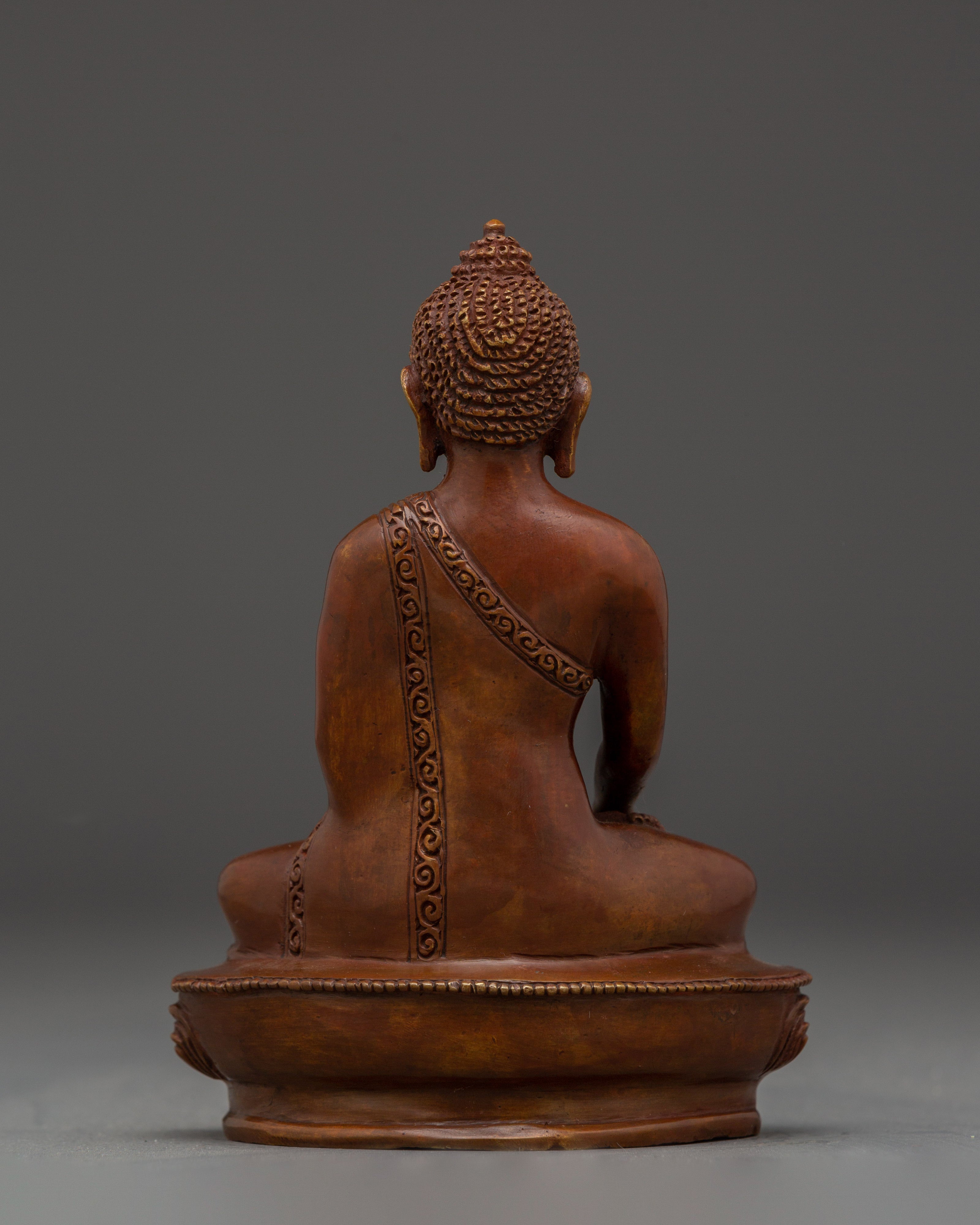 Handcrafted Oxidized Copper Shakyamuni Buddha Sculpture | Nepalese Altar Statue
