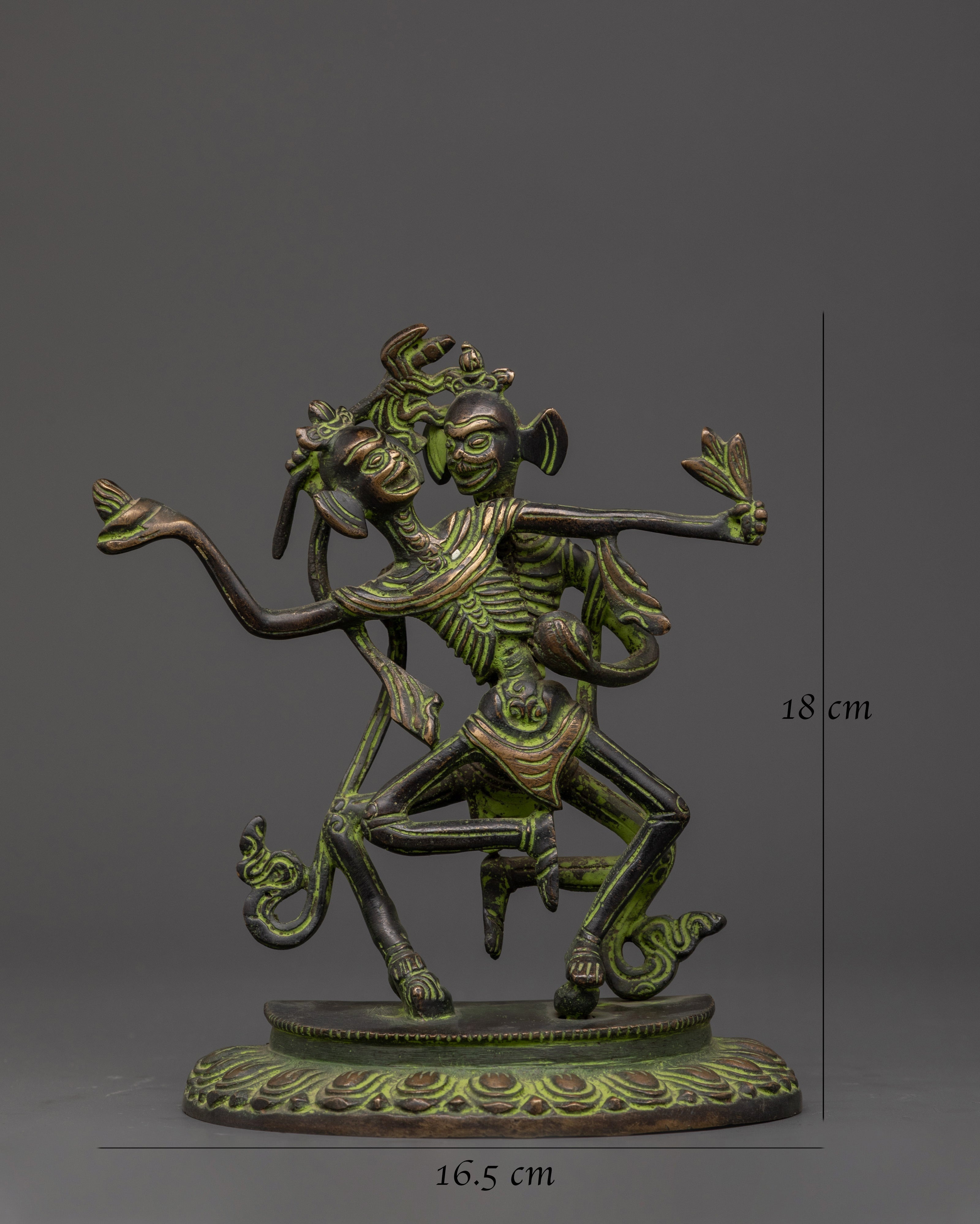 Oxidized Brass Chitipati Statue | Dancing Skeleton Deities of Impermanence