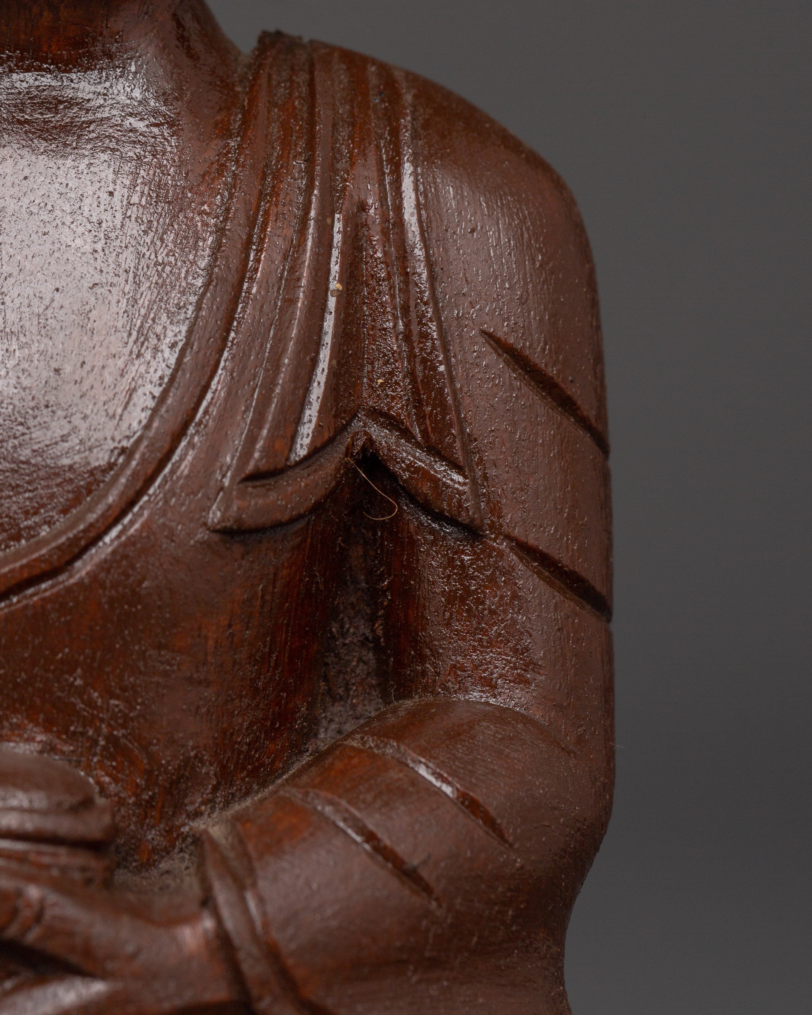 Shakyamuni Buddha Wood Statue | Handcrafted Buddhist Meditation Figurine
