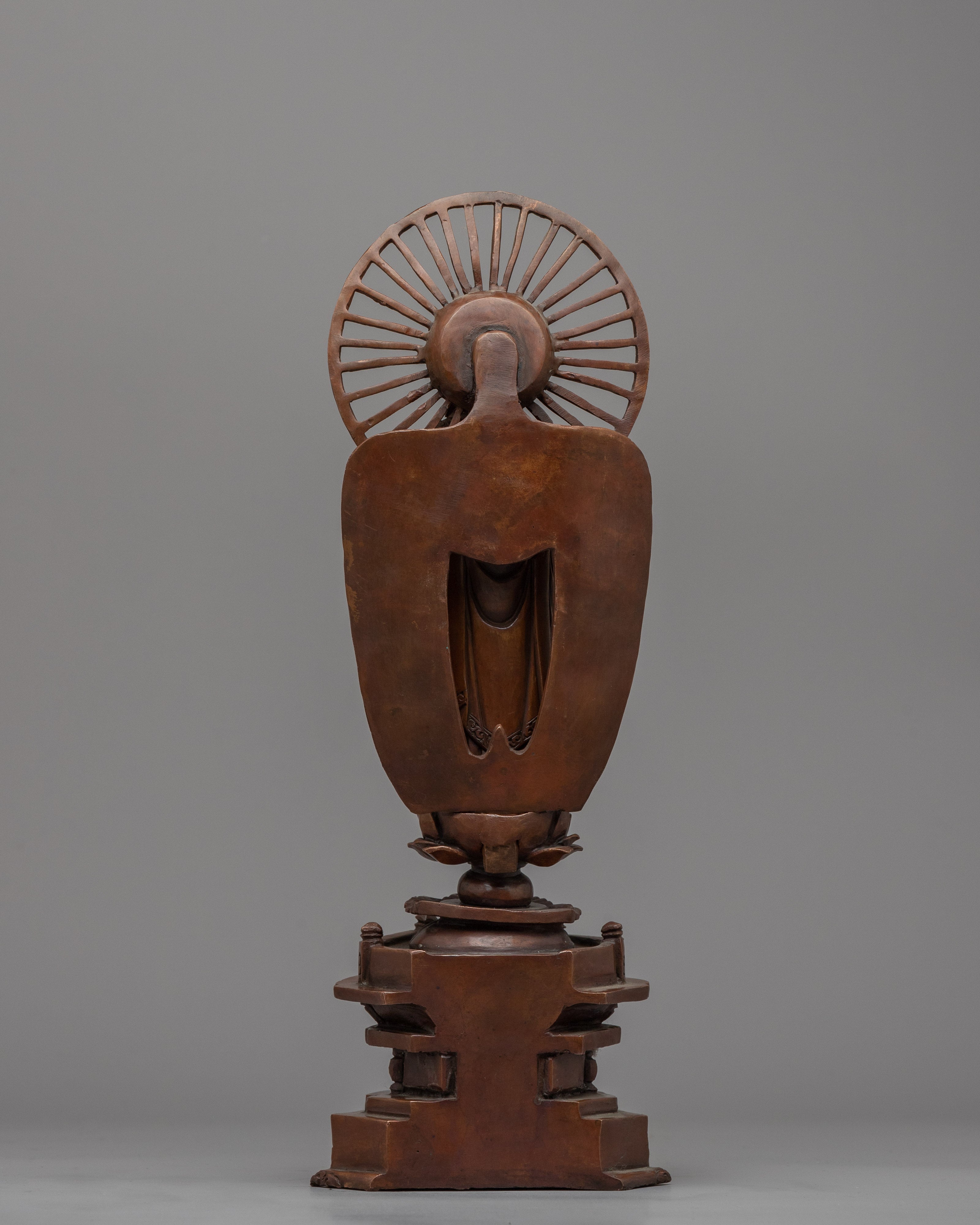 Standing Buddha Statue | Buddhist Oxidized Copper Statue