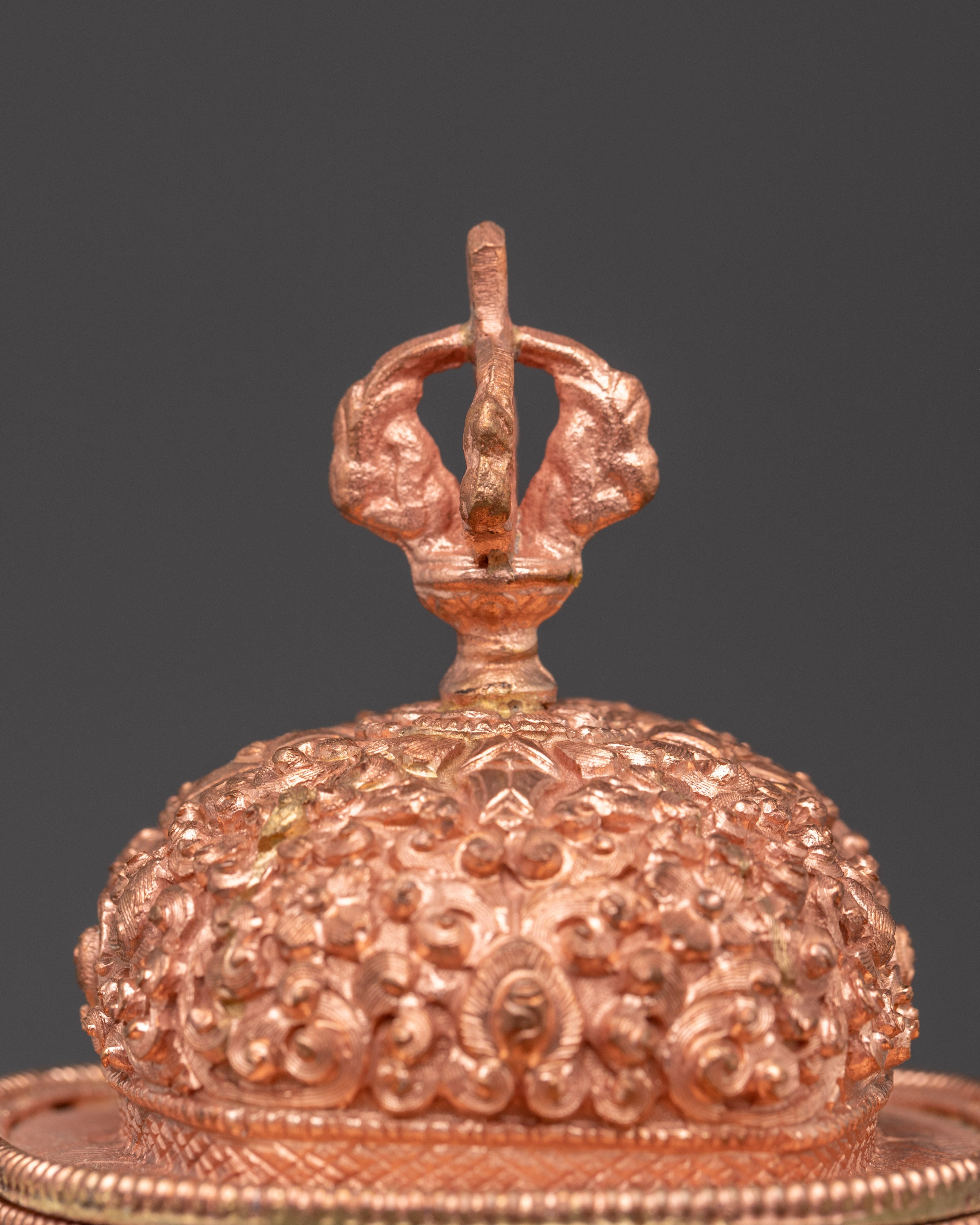 Tibetan Copper Kapala Skull Cup | Sacred Buddhist Ritual Offering Vessel