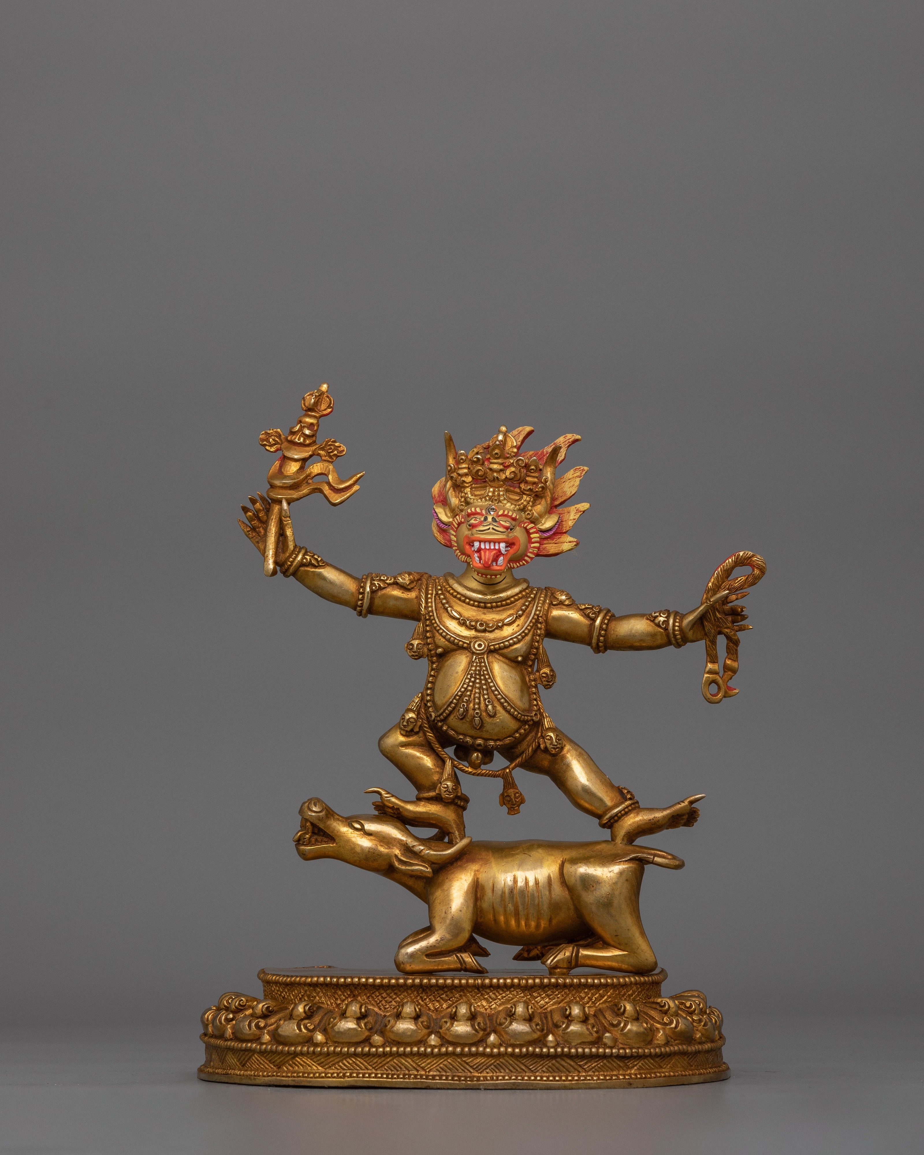 24K Gold Gilt Yama Dharmaraja Statue | Protector of Wisdom and Spiritual Strength
