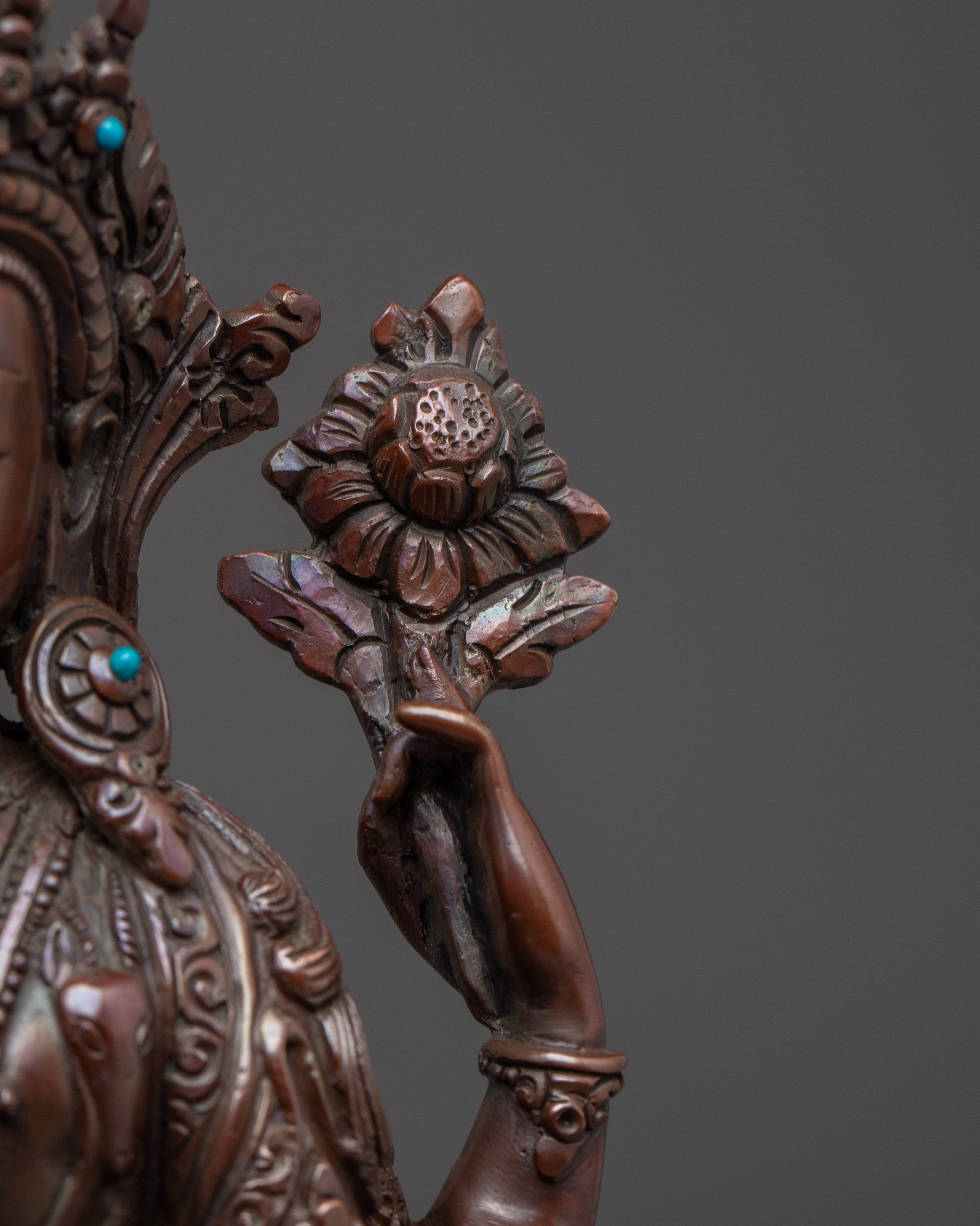 Chenrezig Oxidized Copper Artwork | Meditation and Spiritual Decor