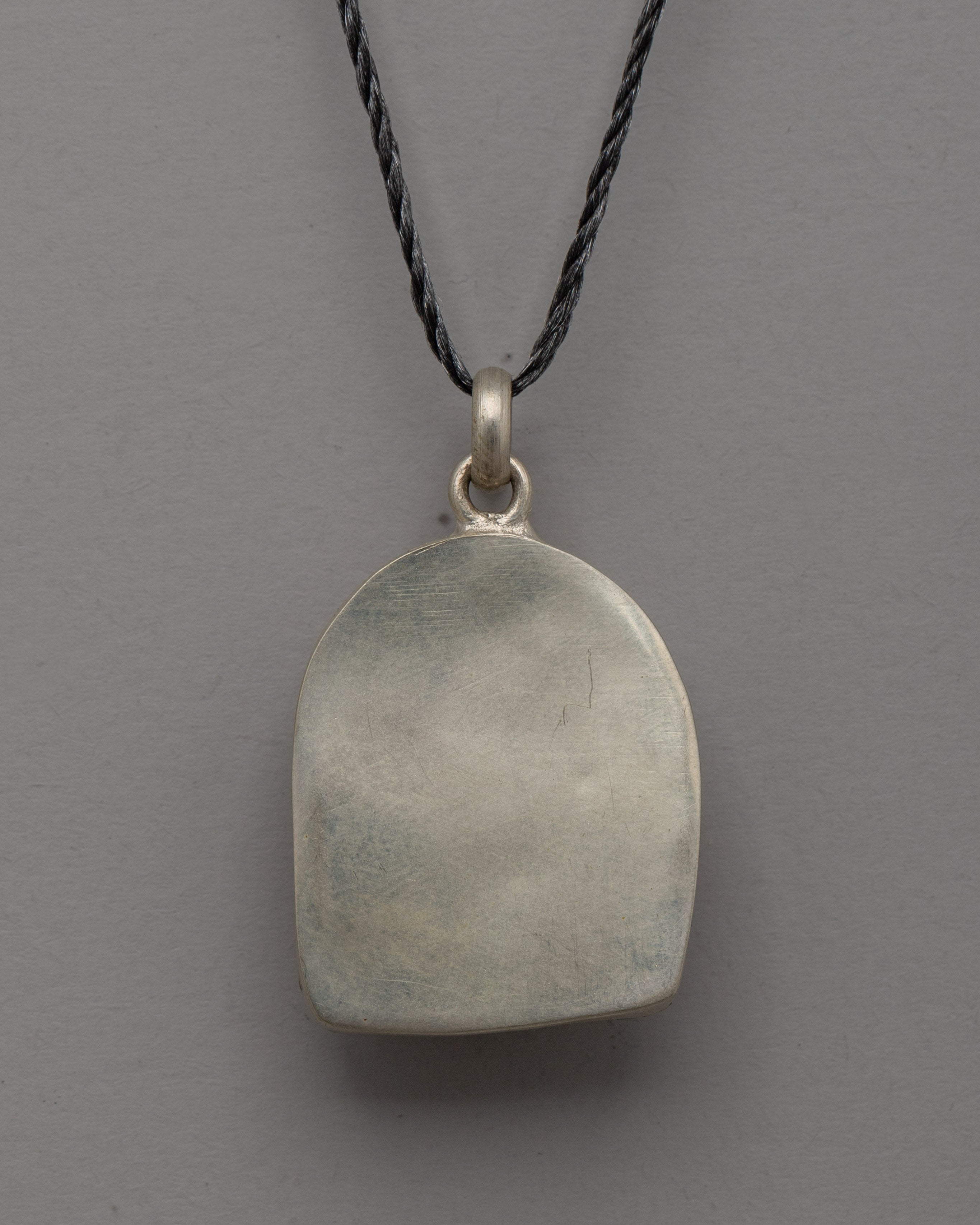 Hand-Carved Bhairav Locket with Five-Skull Crown | Buffalo Bone & White Metal