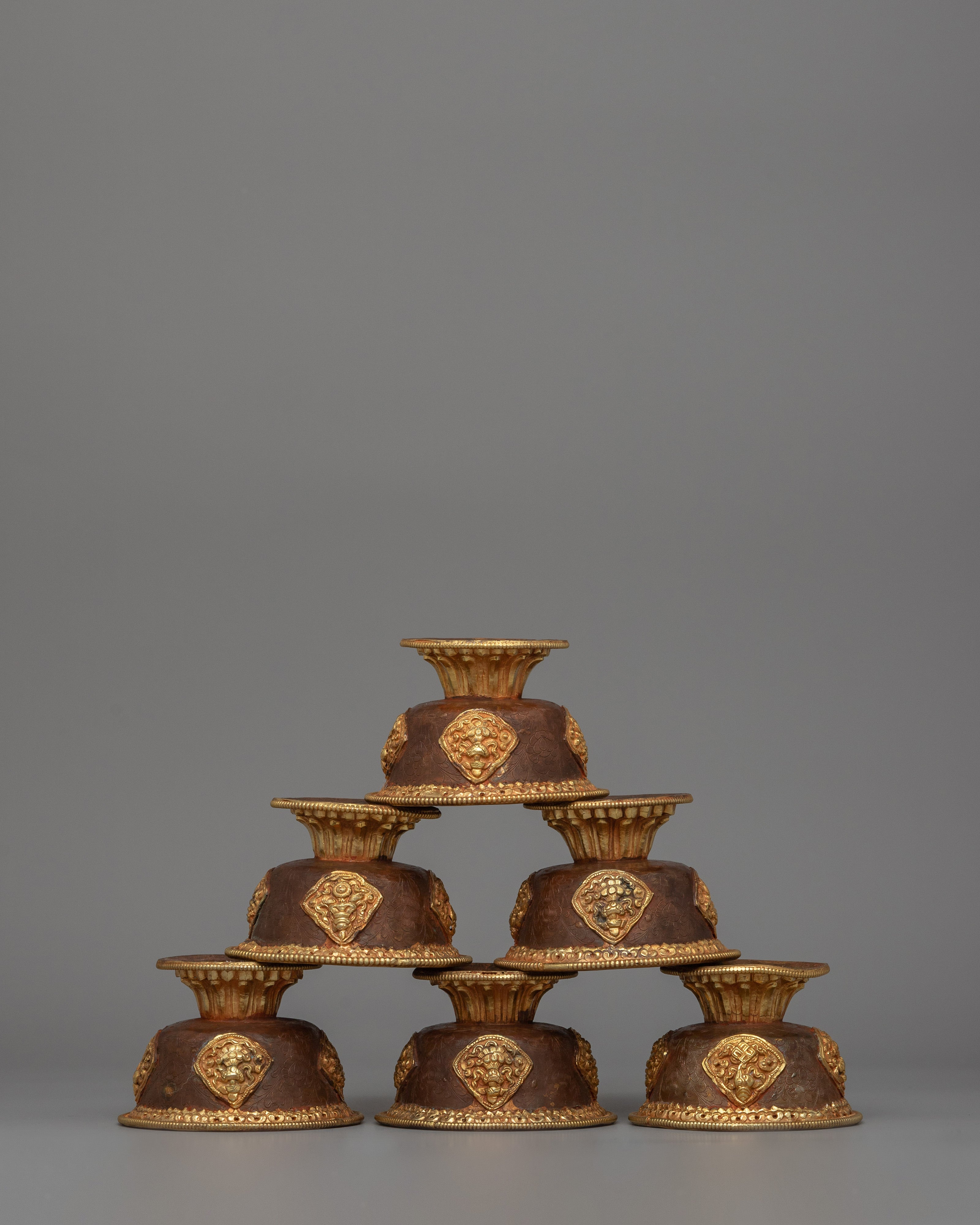 Gold-Plated Tibetan Offering Bowls
