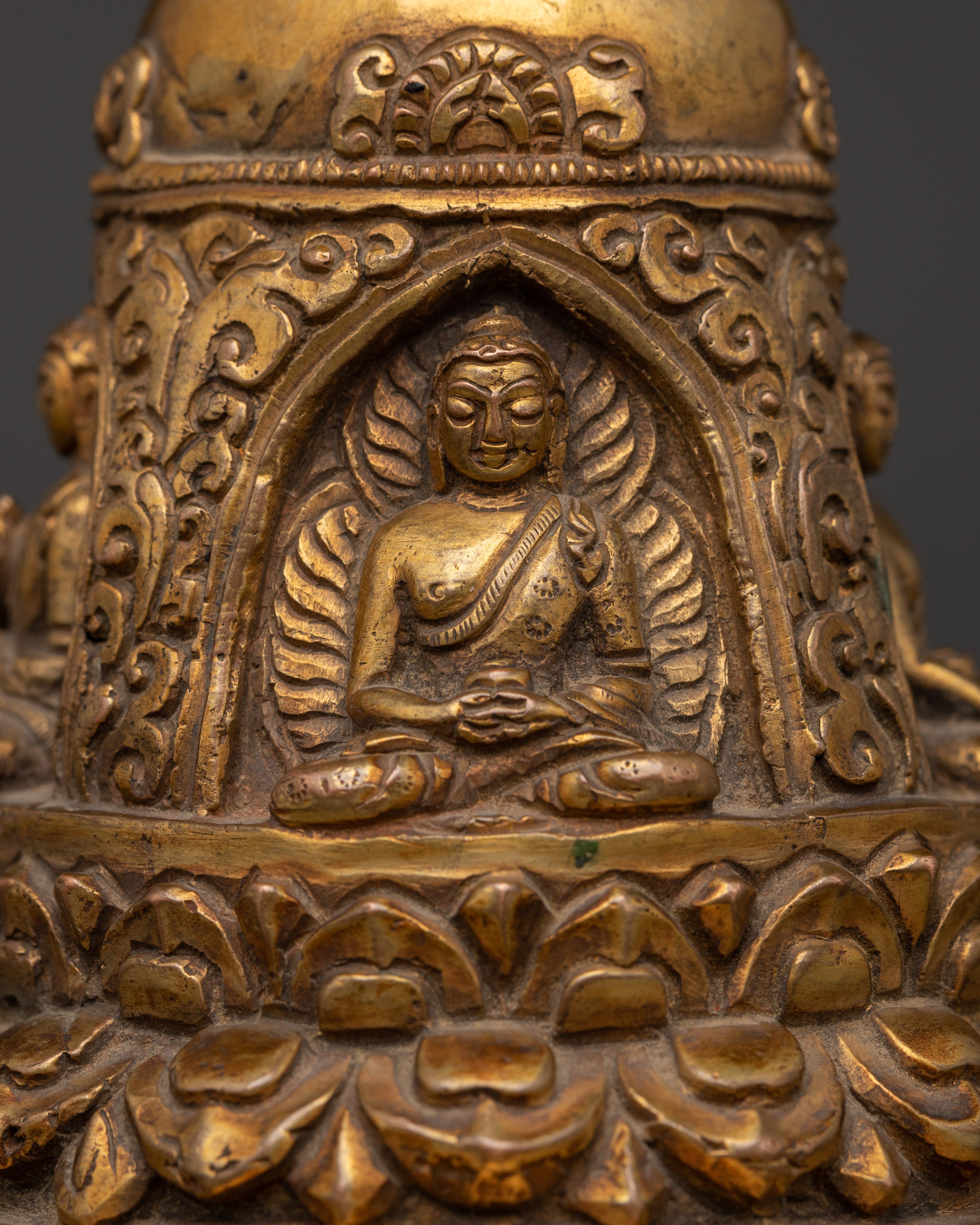 Handcrafted Brass Buddhist Stupa | Spiritual Altar Decor