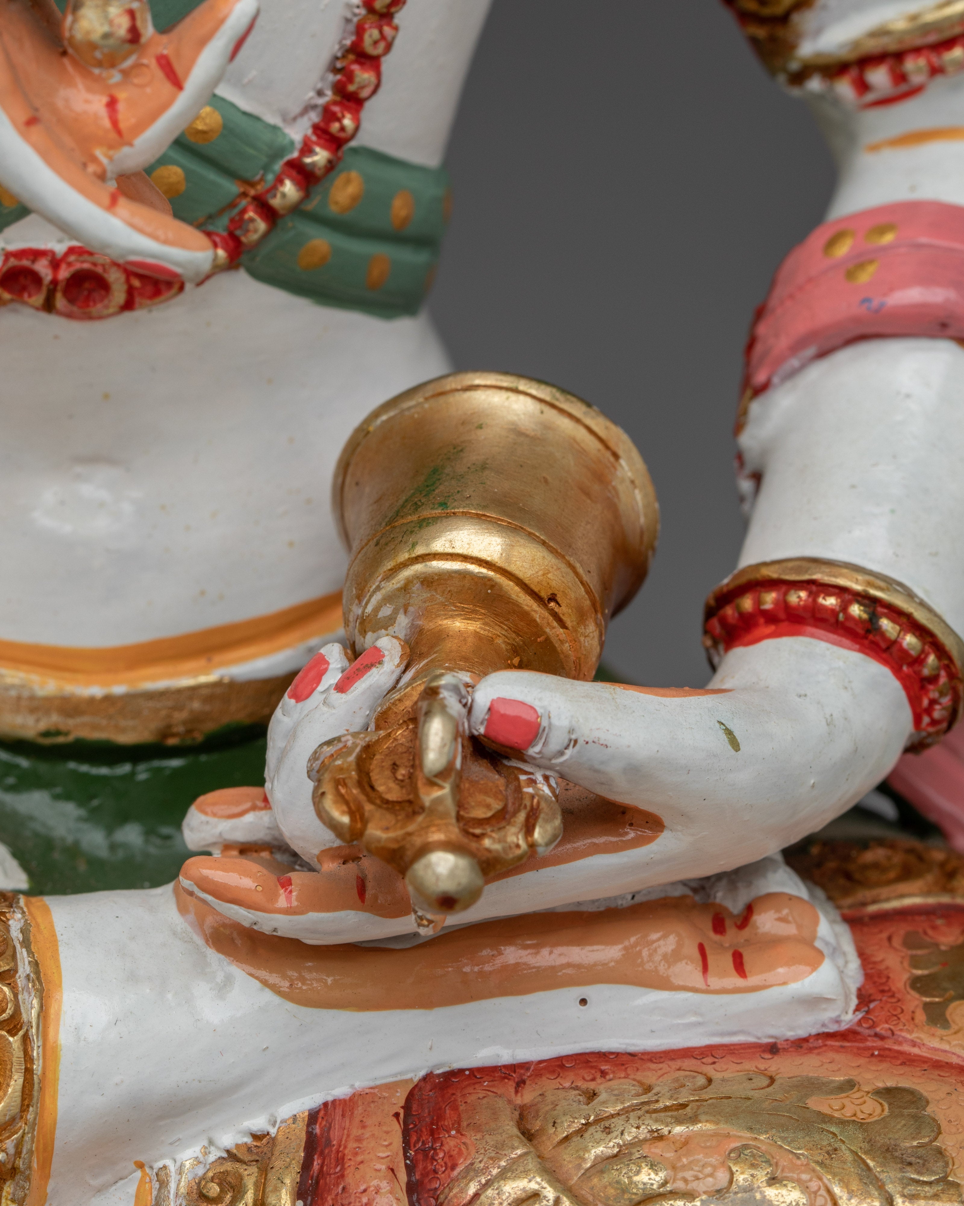 Vajrasattva Statue with Copper Details | Intricate Gold & Acrylic Paintings