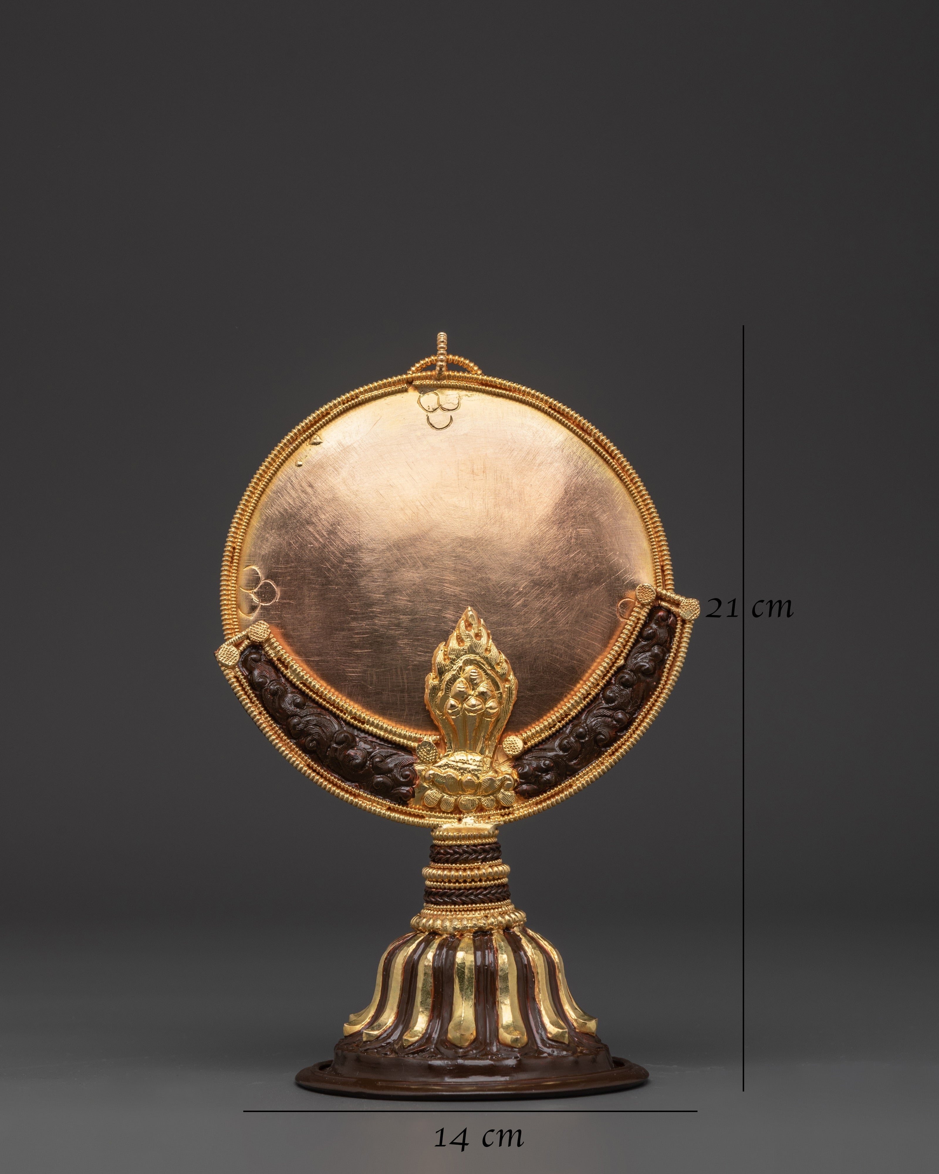 Tibetan Buddhist Ritual Mirror | Handmade Gold-Plated Copper Melong