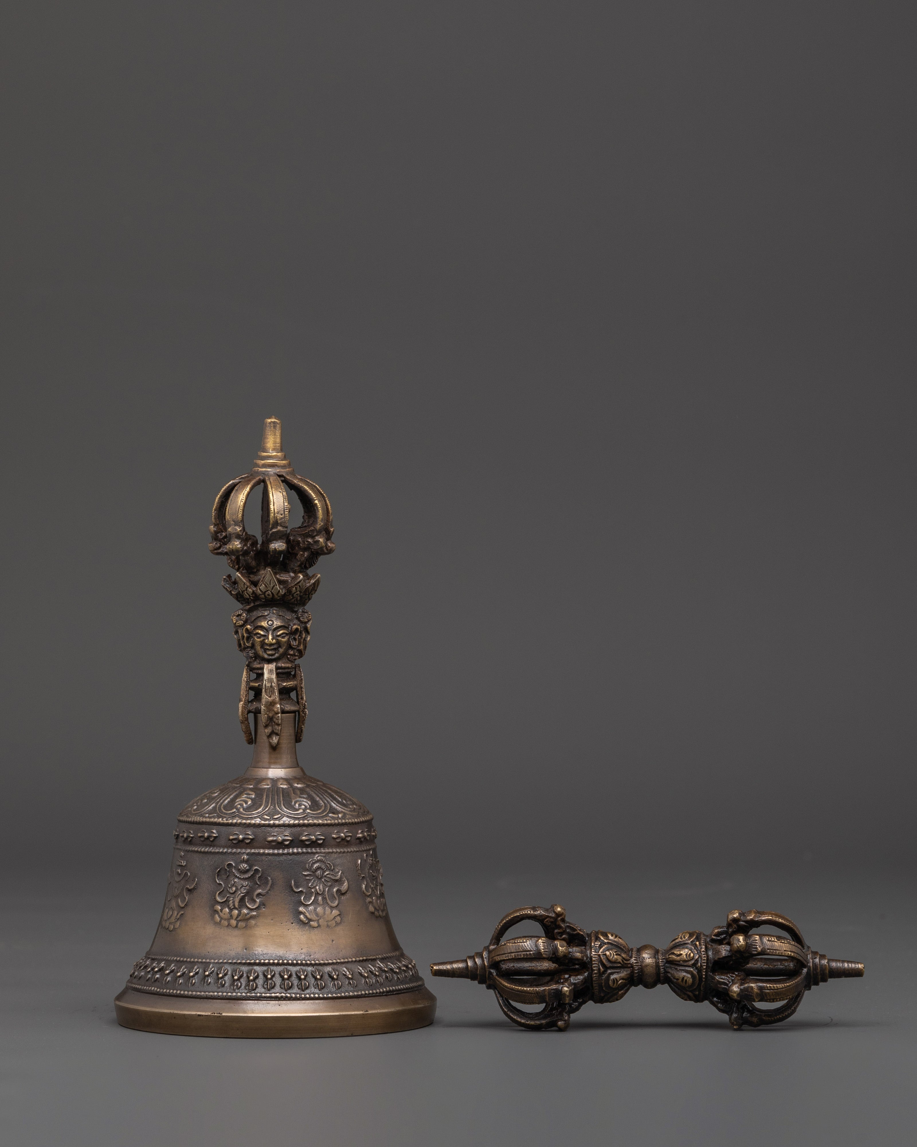 Brass Vajra And Bell With Cover | Buddhist Ritual Instruments