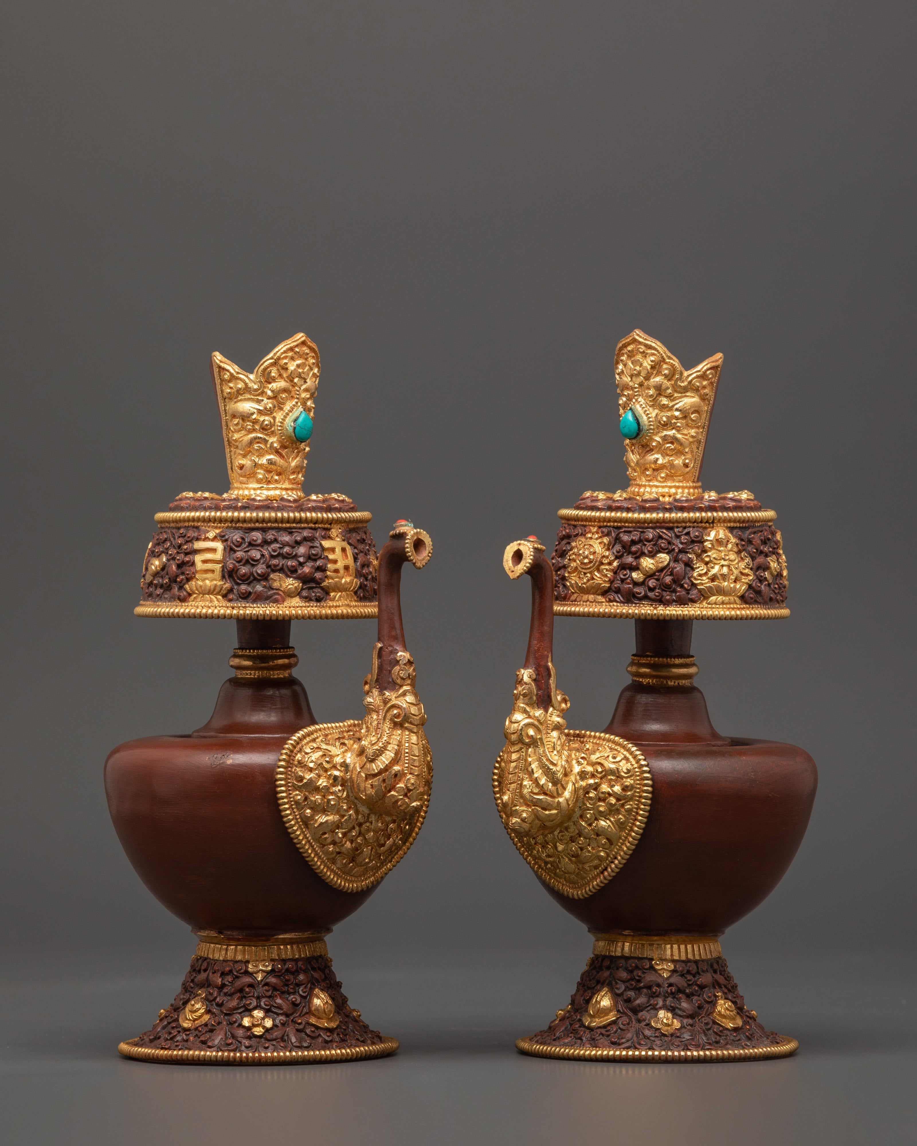 Gold-Plated Bhumba Ritual Set with Turquoise