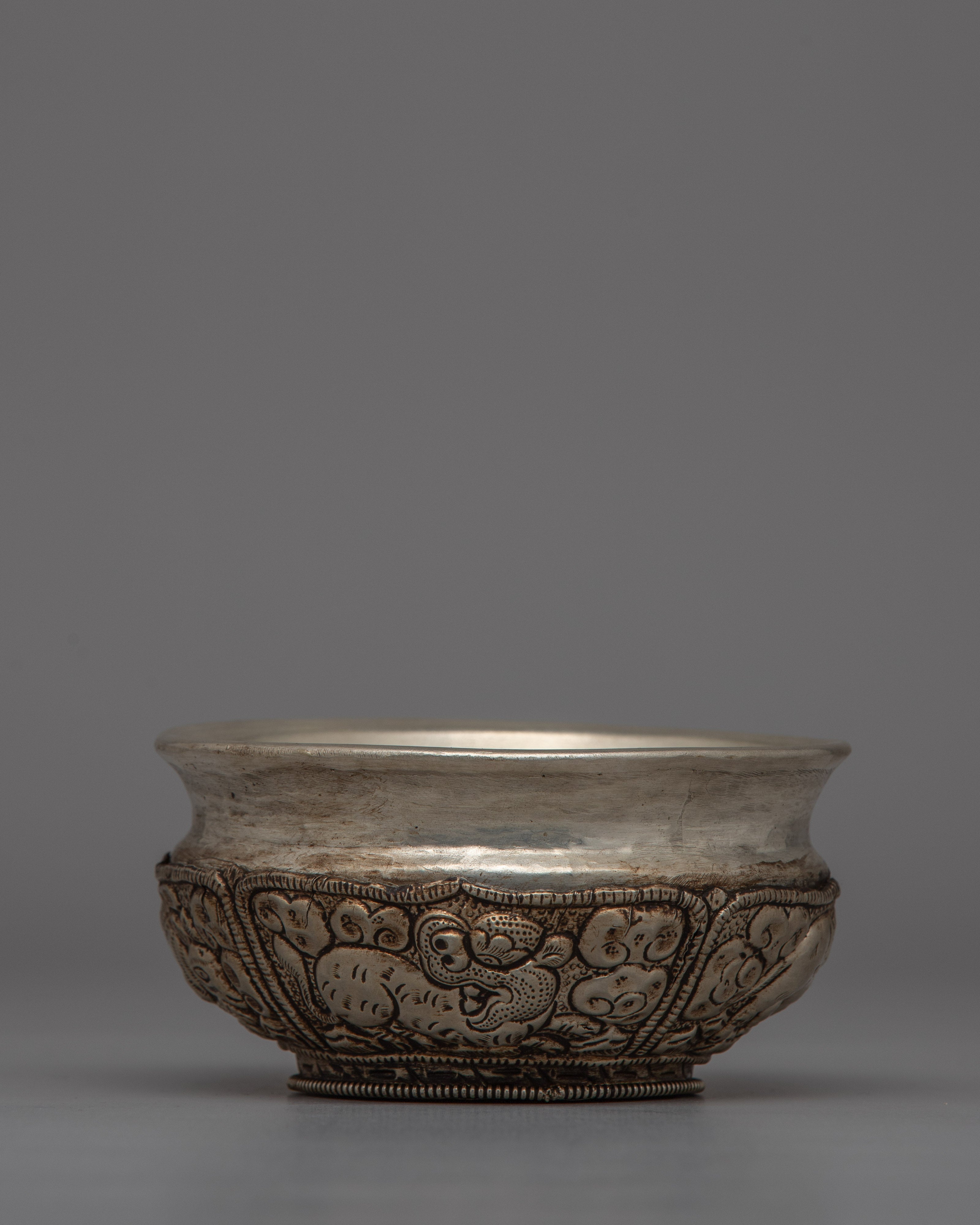Handcrafted Antique White metal Offering Bowl for Shrines