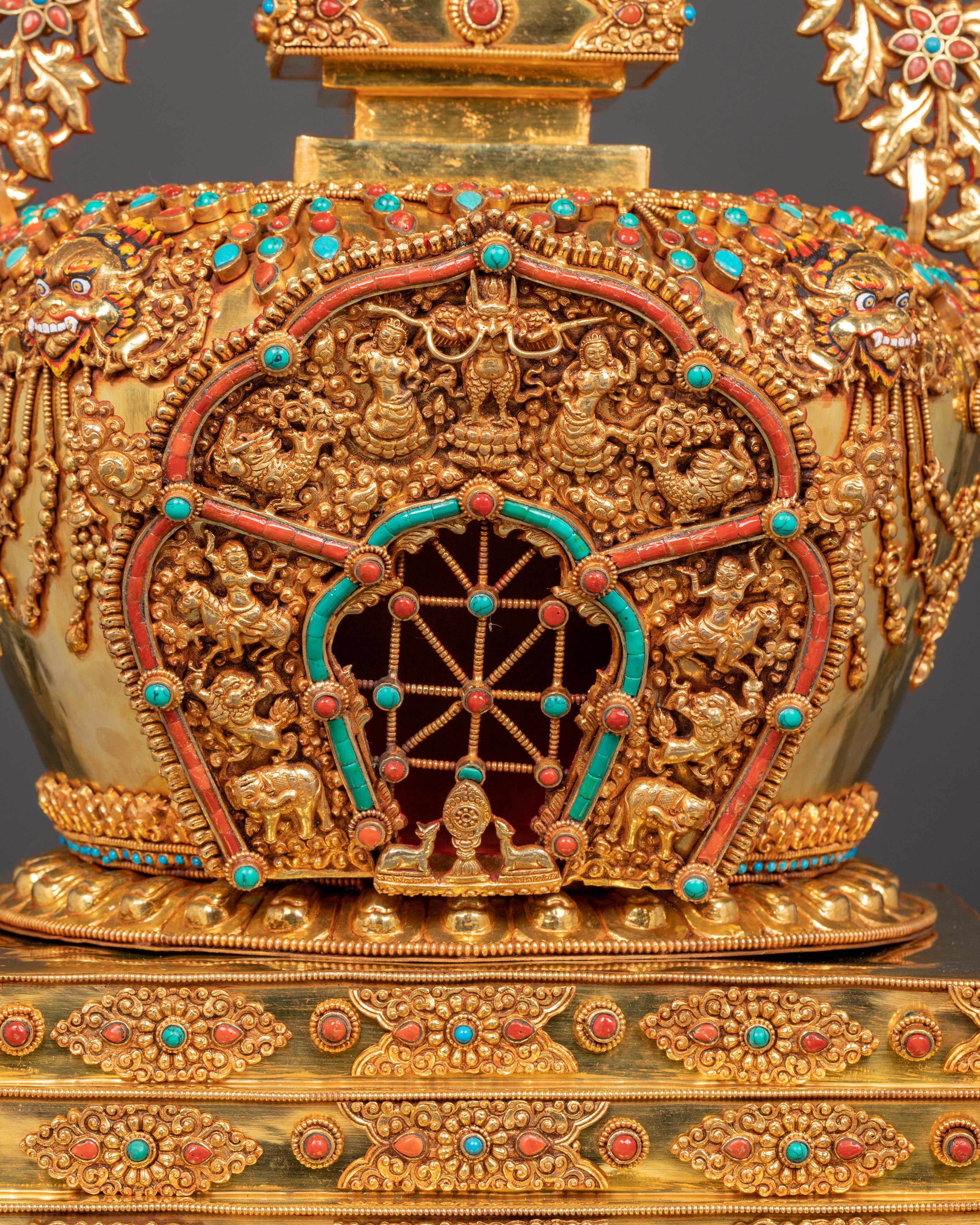 Handcrafted Gold-Plated Tibetan Stupa for Sacred Spaces | Perfect for Spiritual Decor