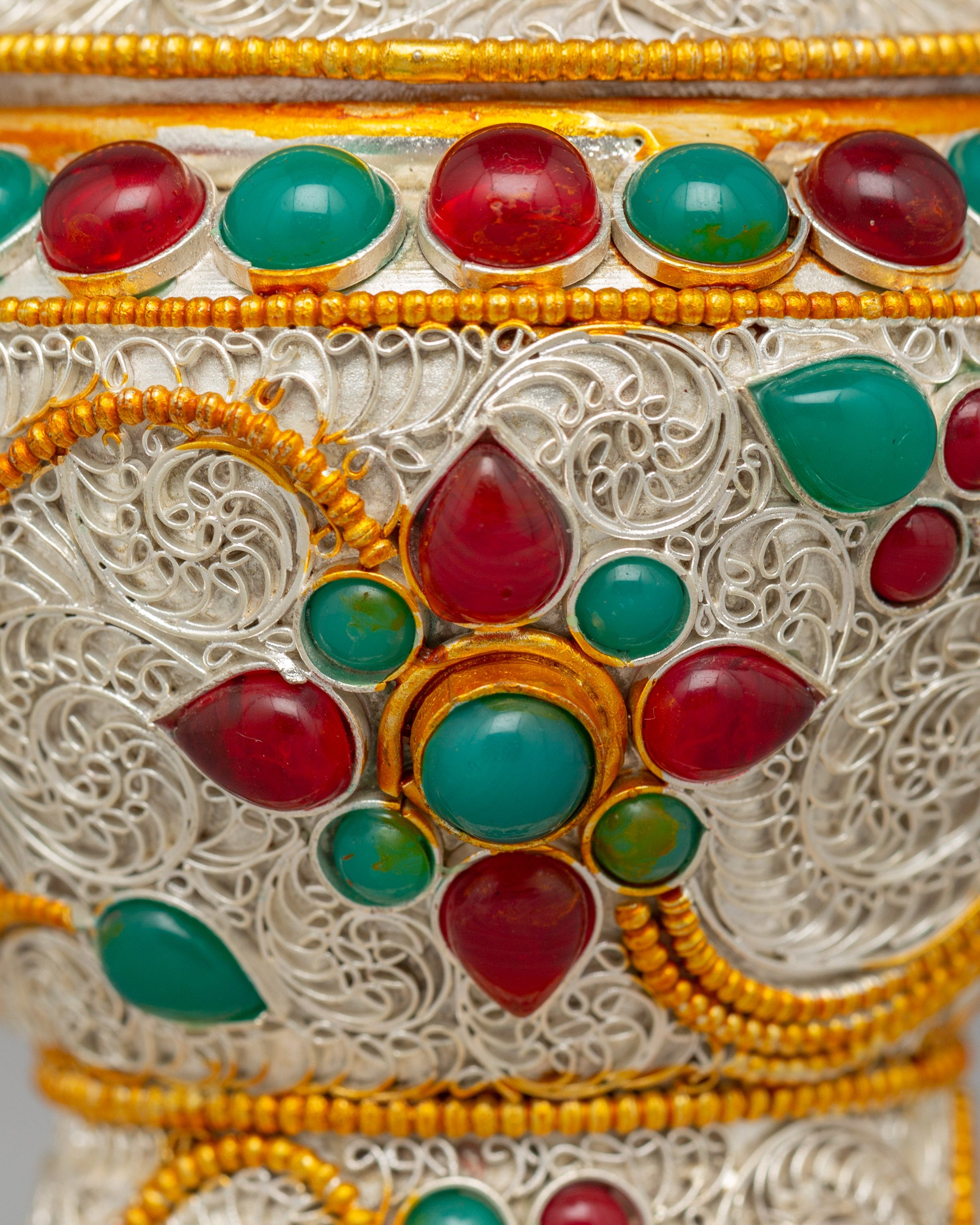 Copper Rice Pot with Filigree | Tibetan Offering Bowl