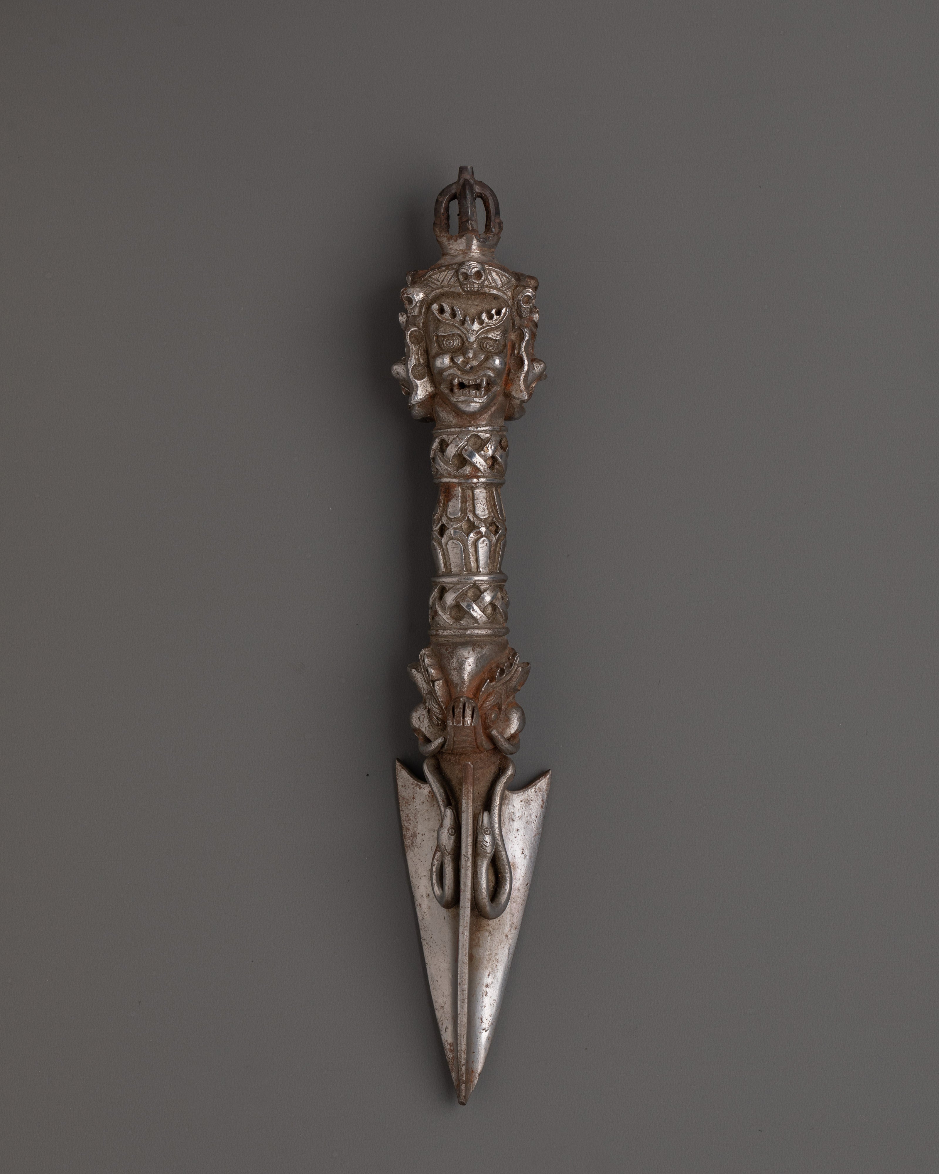 Three-Faced Iron Phurba Dagger
