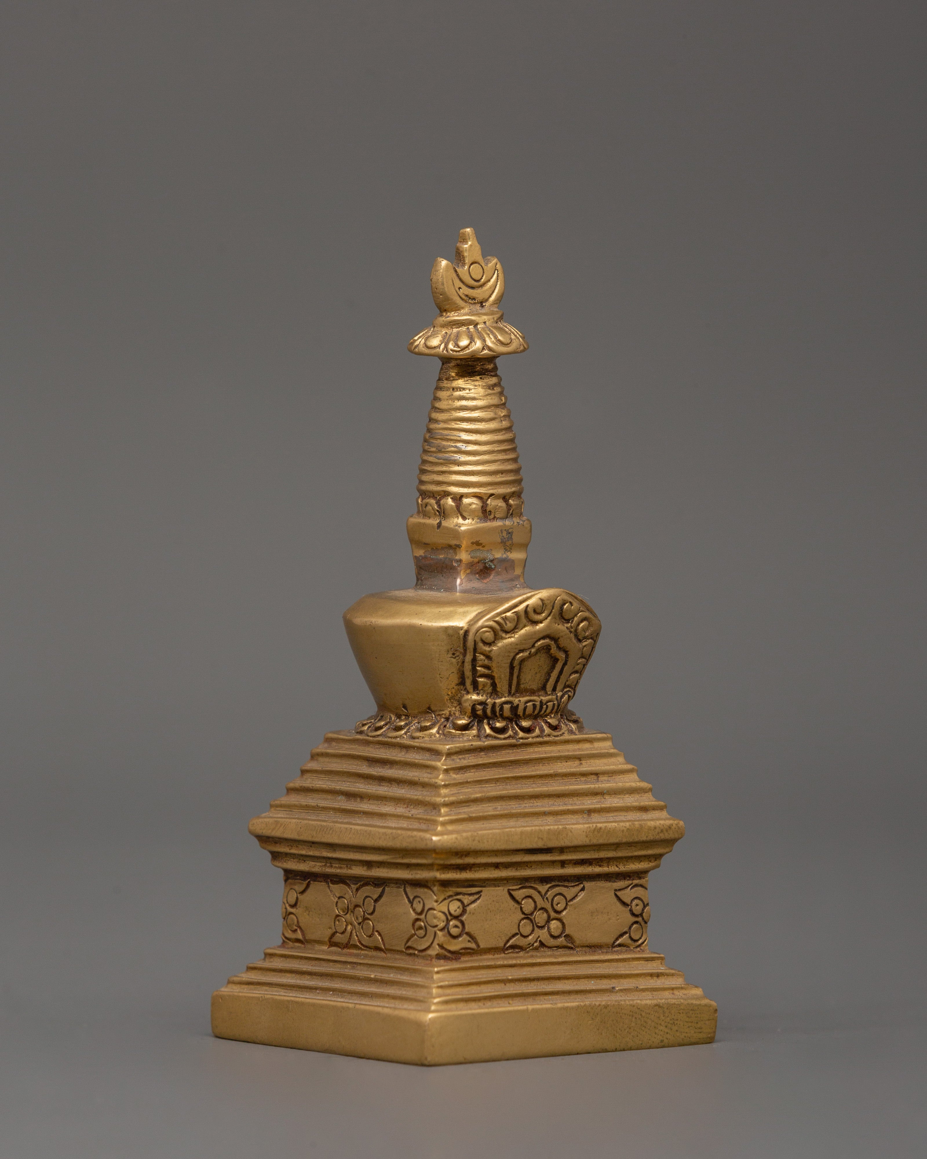 Handcrafted Brass Buddhist Stupa | Sacred Symbol of Enlightenment