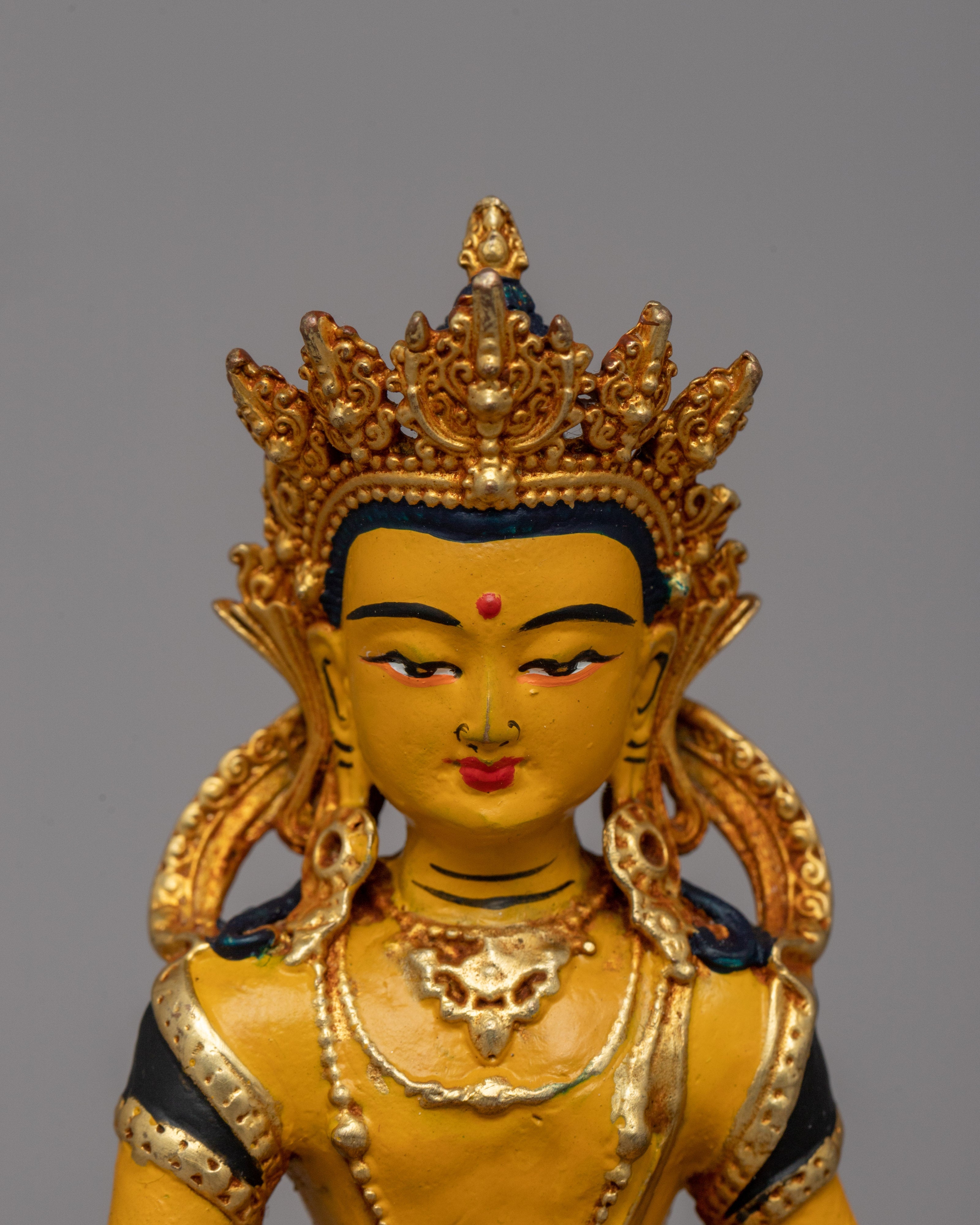 Gold-Plated Kshitigarbha Statue | Buddhist Bodhisattva of the Earth