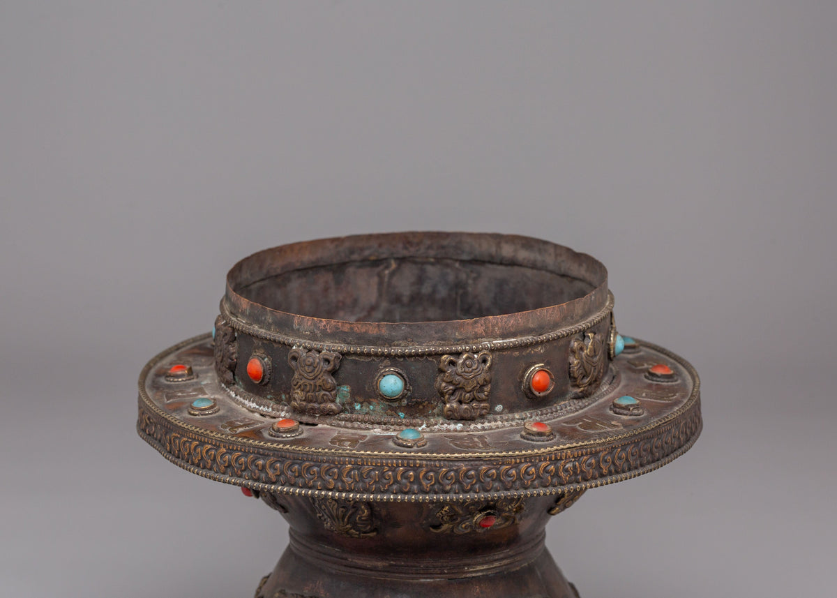 Incense Holder For Ritual | Copper Body With Gemstones