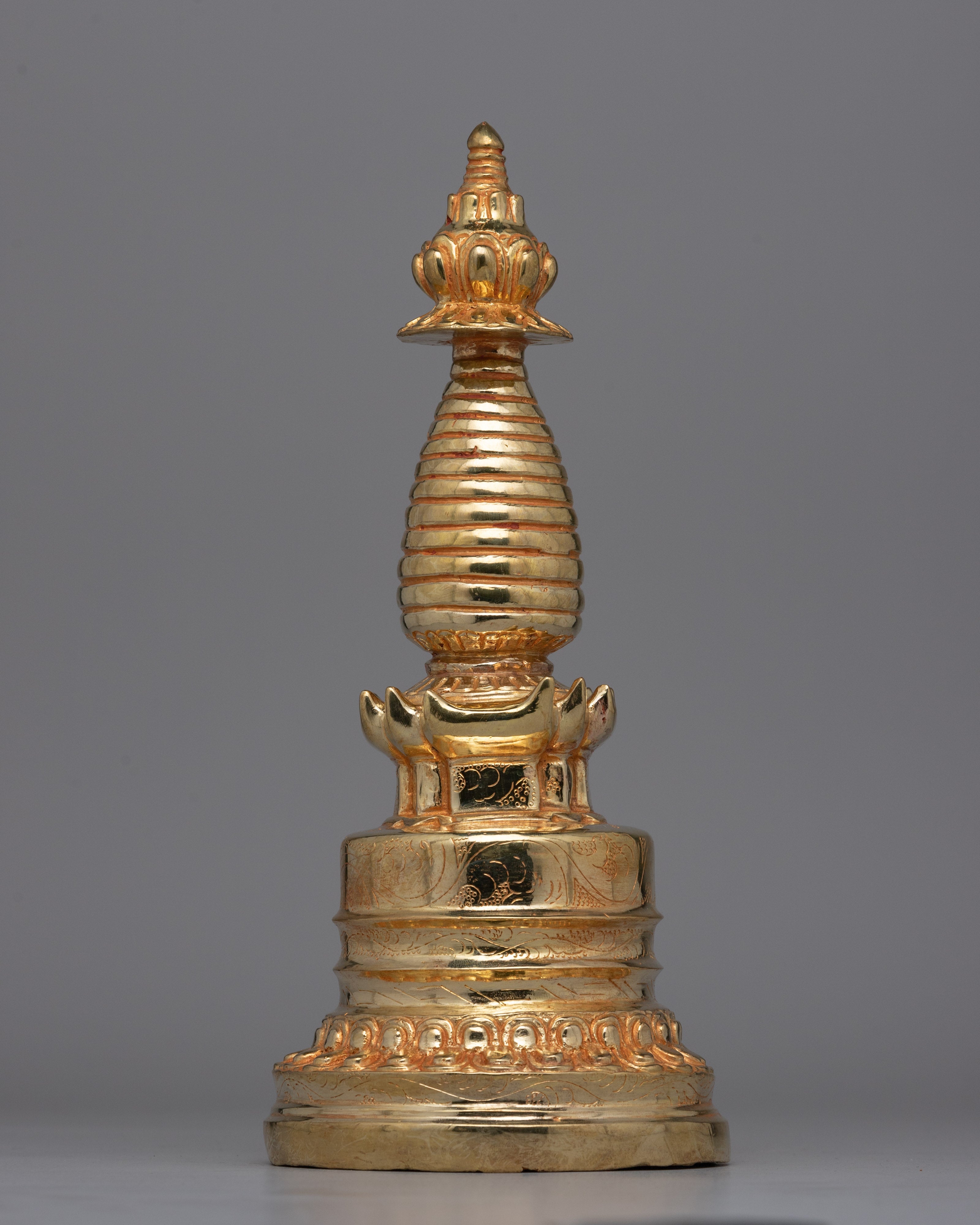 Handmade Gold-Plated Tibetan Stupa
