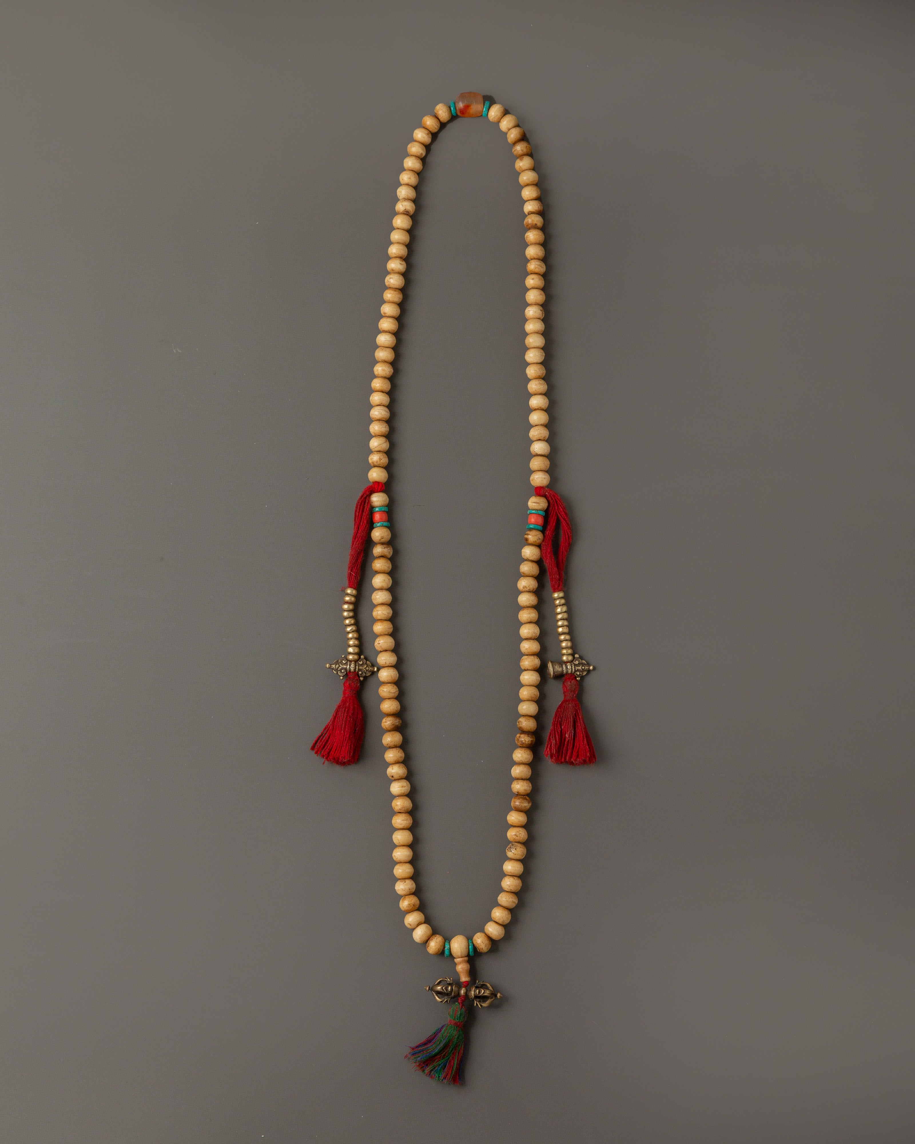 Tibetan Mala Beads with Bronze Vajra