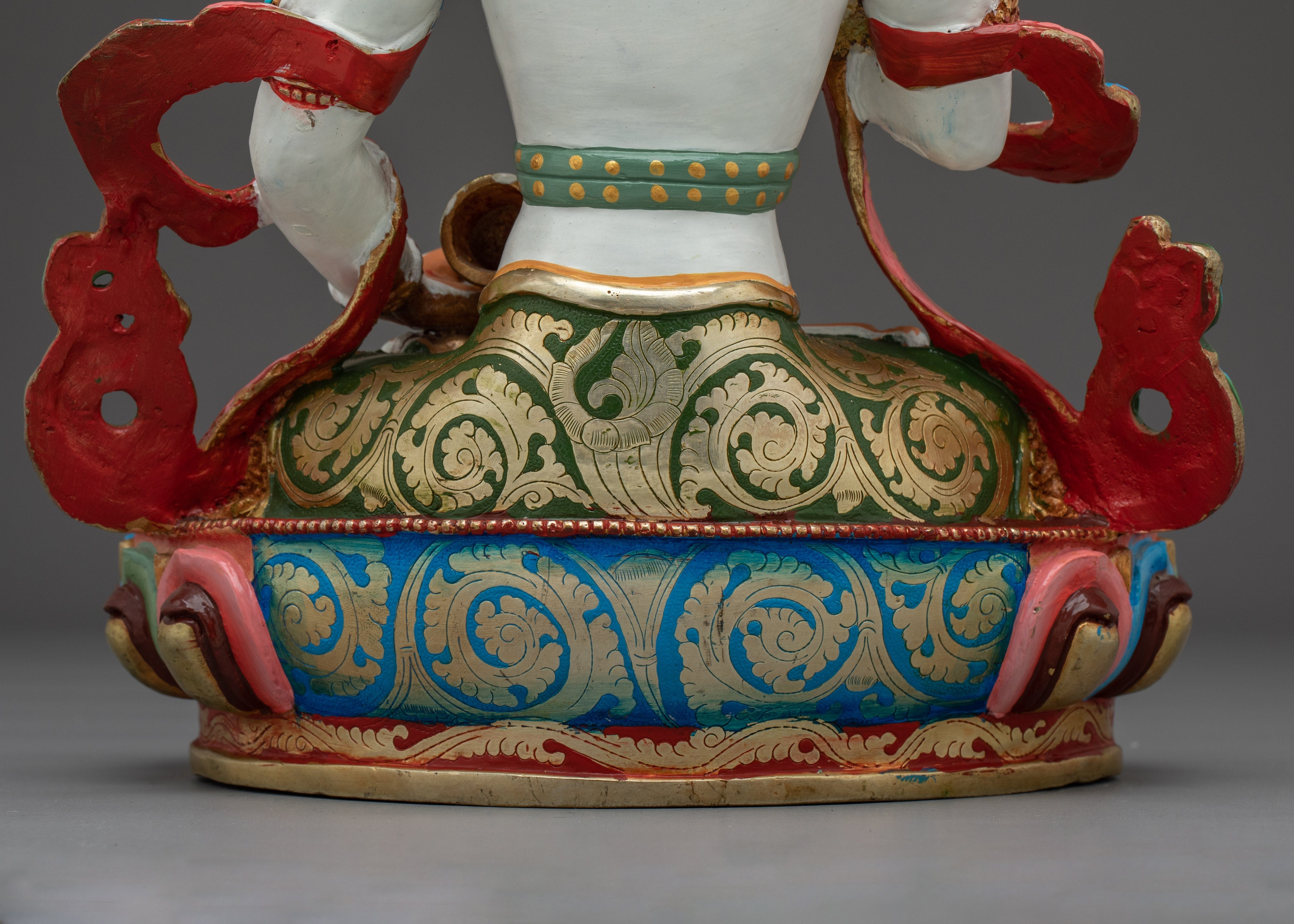 Vajrasattva Statue with Copper Details | Intricate Gold & Acrylic Paintings