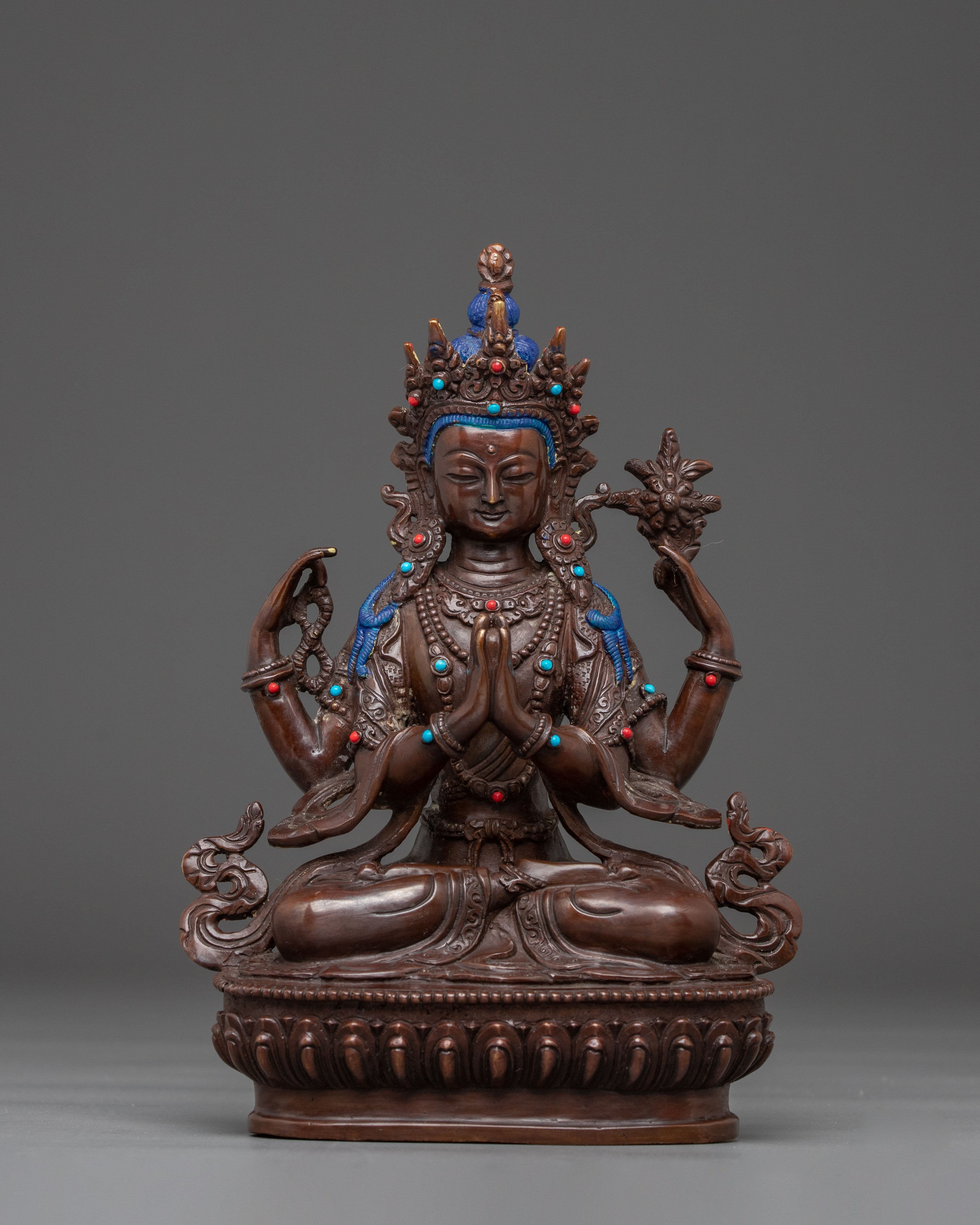 Handmade Statue of Bodhisattva Chenrezig | Tibetan Buddhism Art