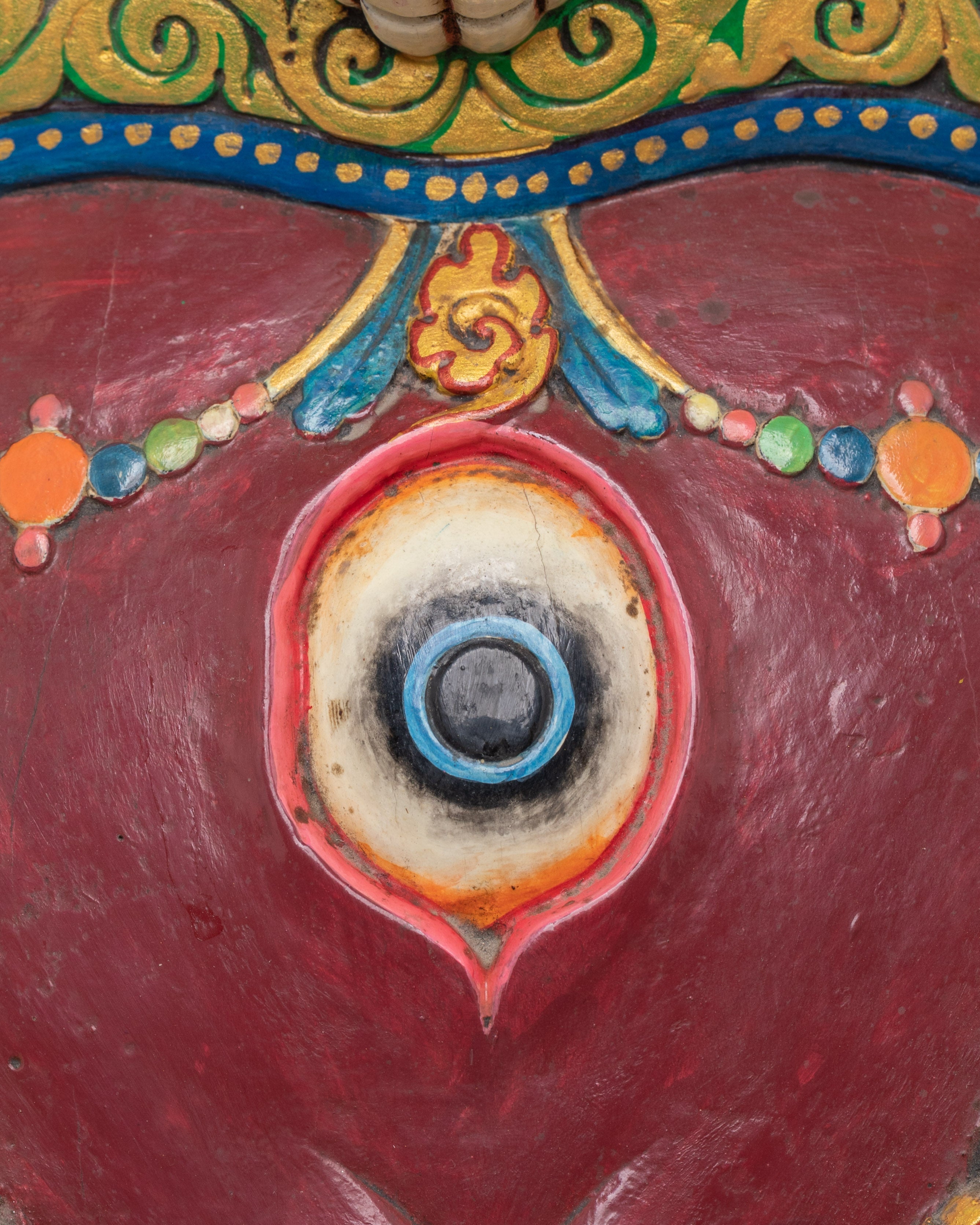 Handcrafted Mahakala Mask with Skull Crown | Tibetan Buddhist Fierce Deity