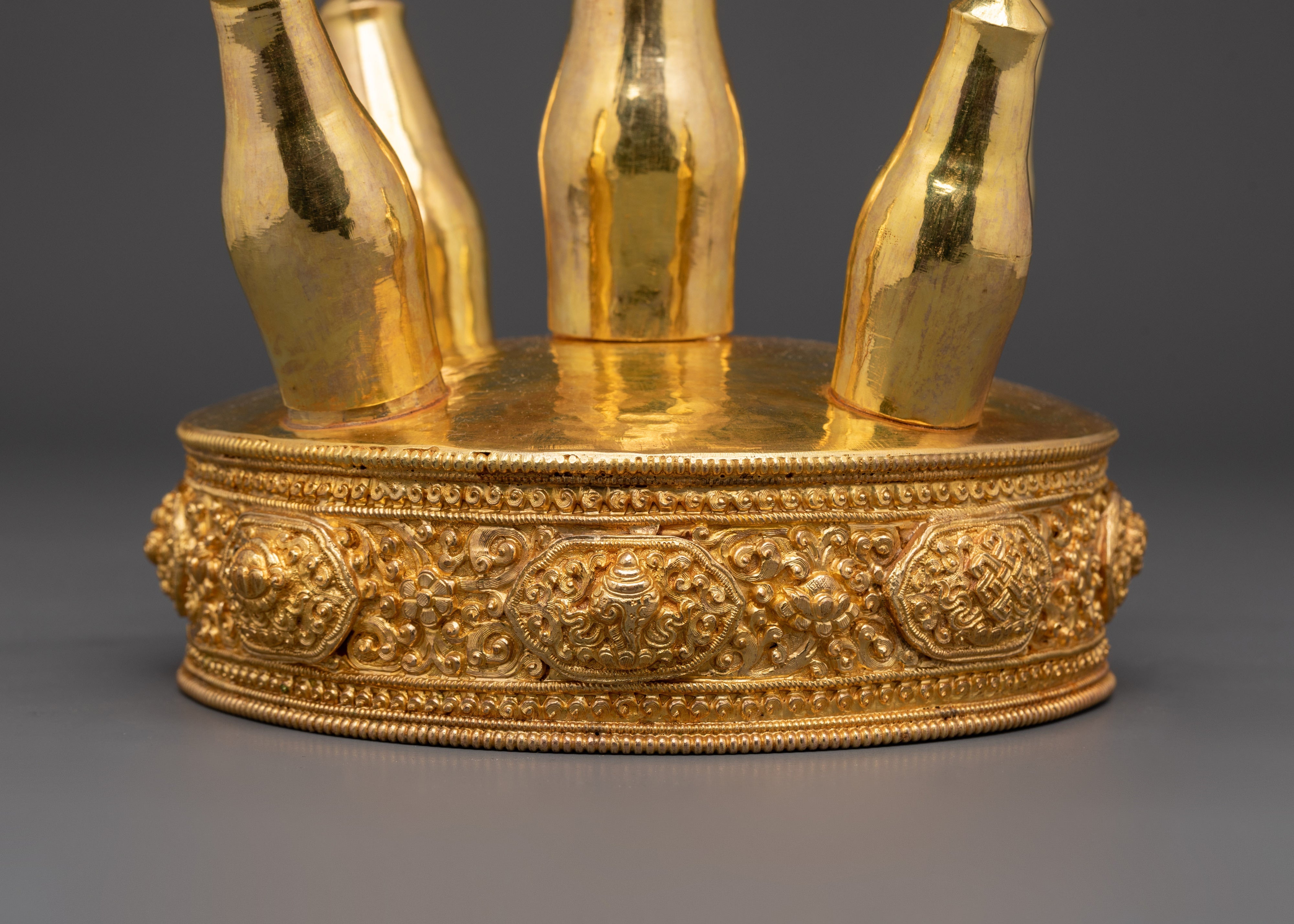 Buddhist Ritual Torma Offering | Gold Plated Copper Torma for Vajrayana Practices