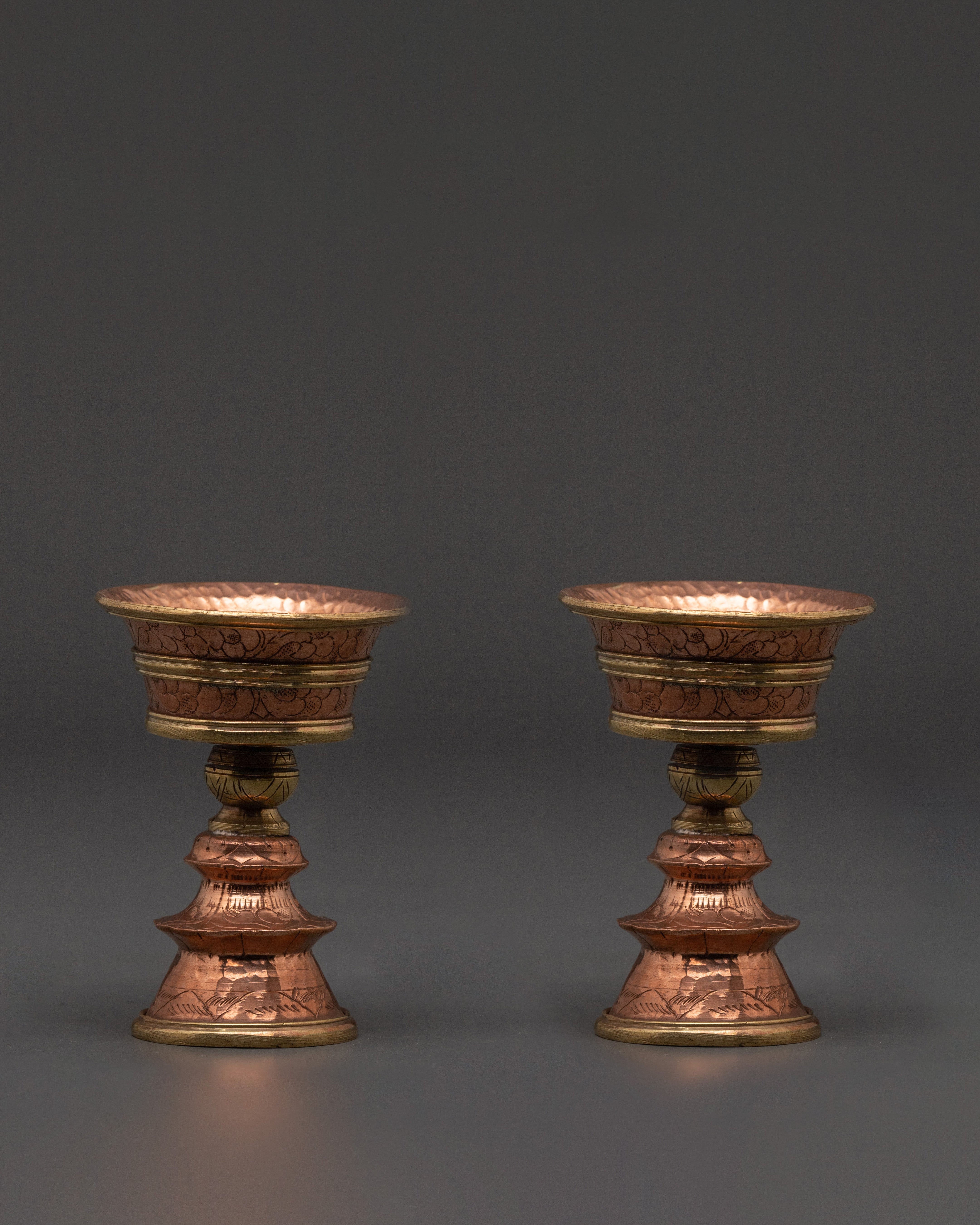 Copper Lamp Set with Intricate Design