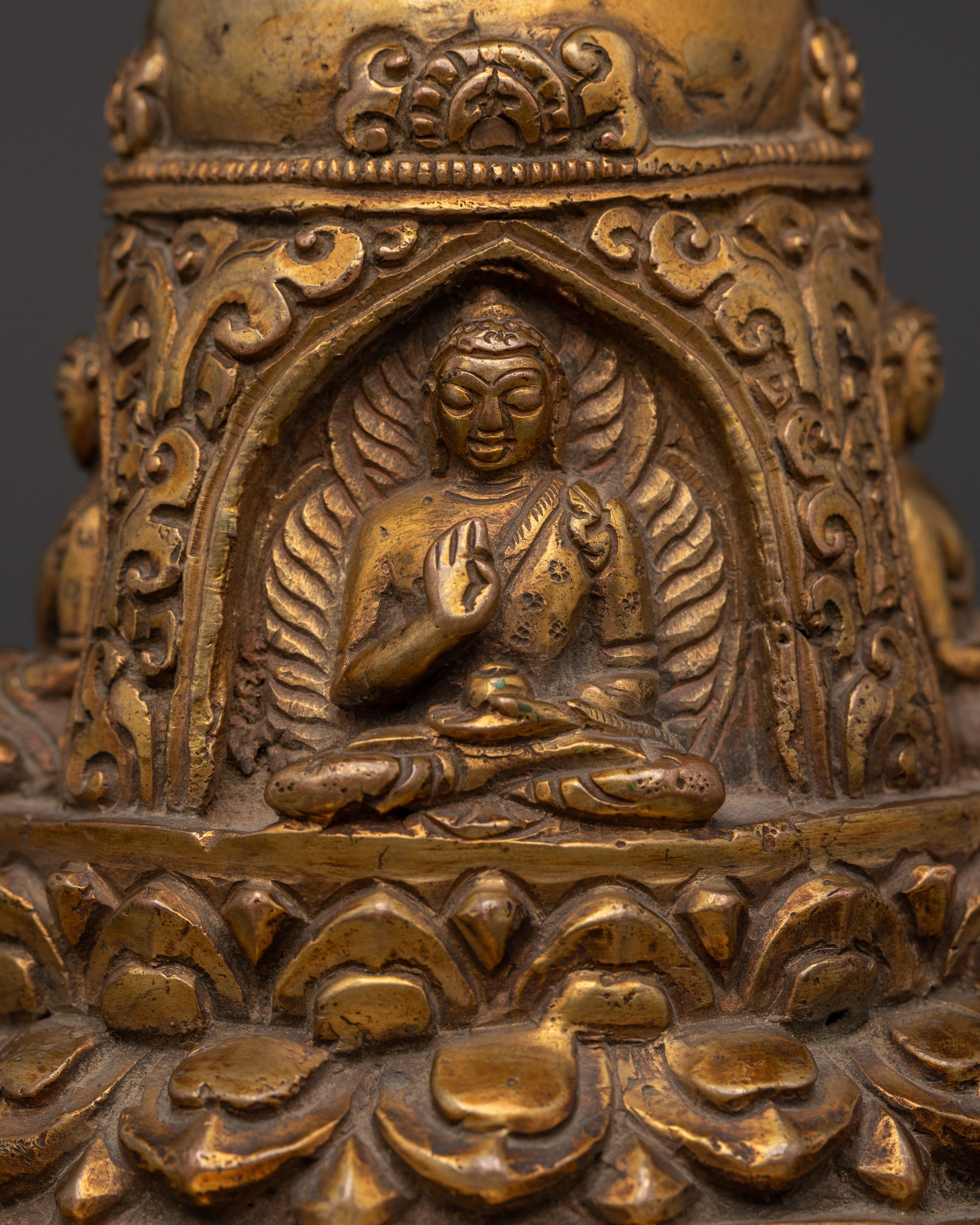 Handcrafted Brass Buddhist Stupa | Spiritual Altar Decor