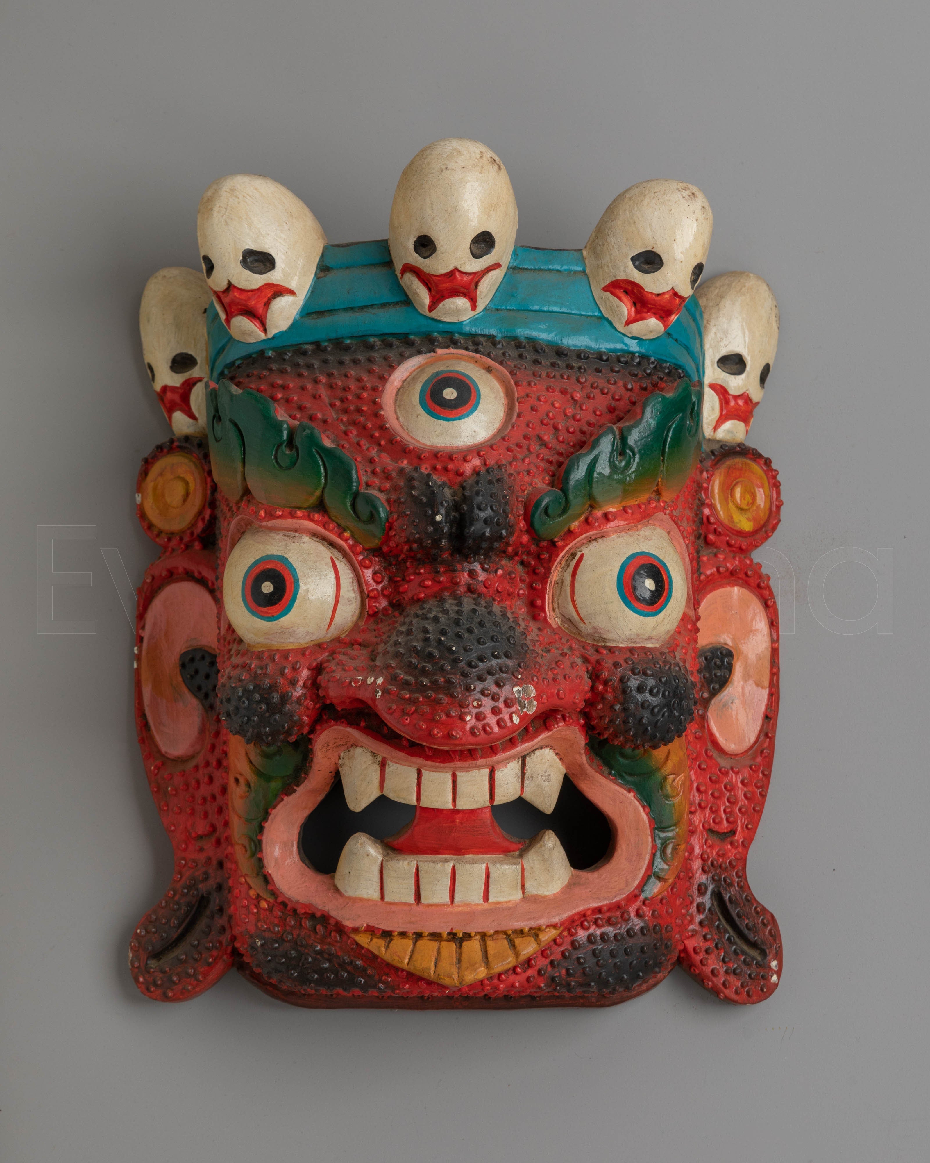 Wooden Bhairava Mask Wall Art