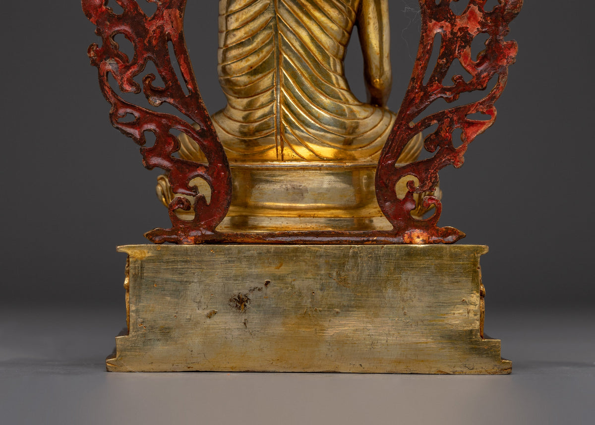 Handcrafted Gold Shakyamuni Buddha Statue with Throne | Home Decor