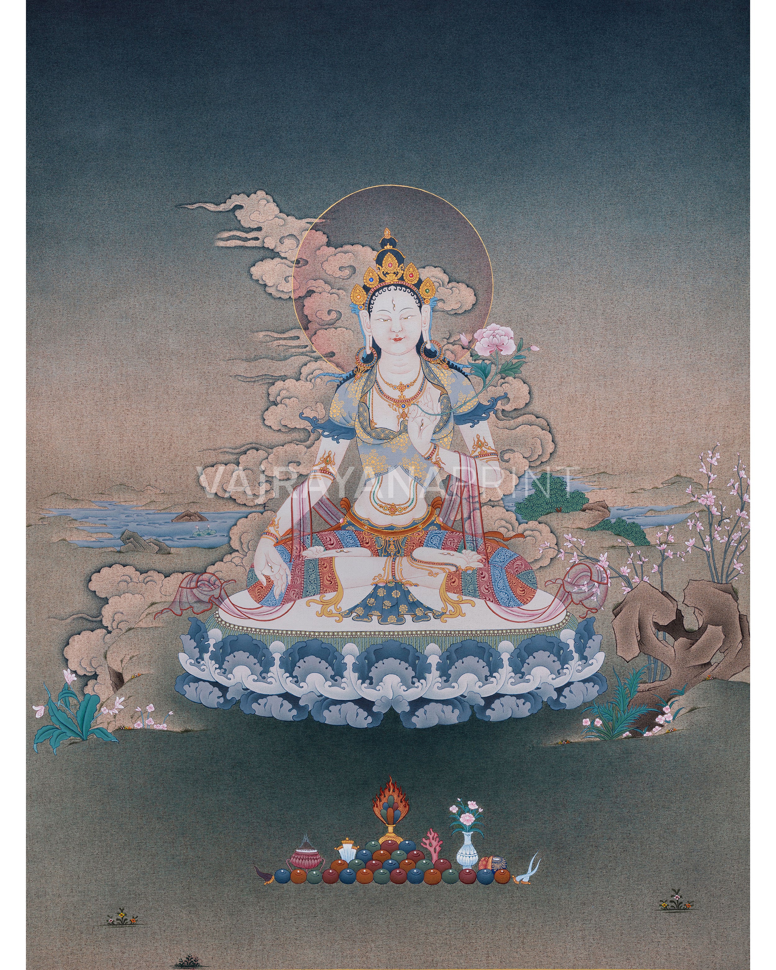 bodhisattva white tara canvas print
