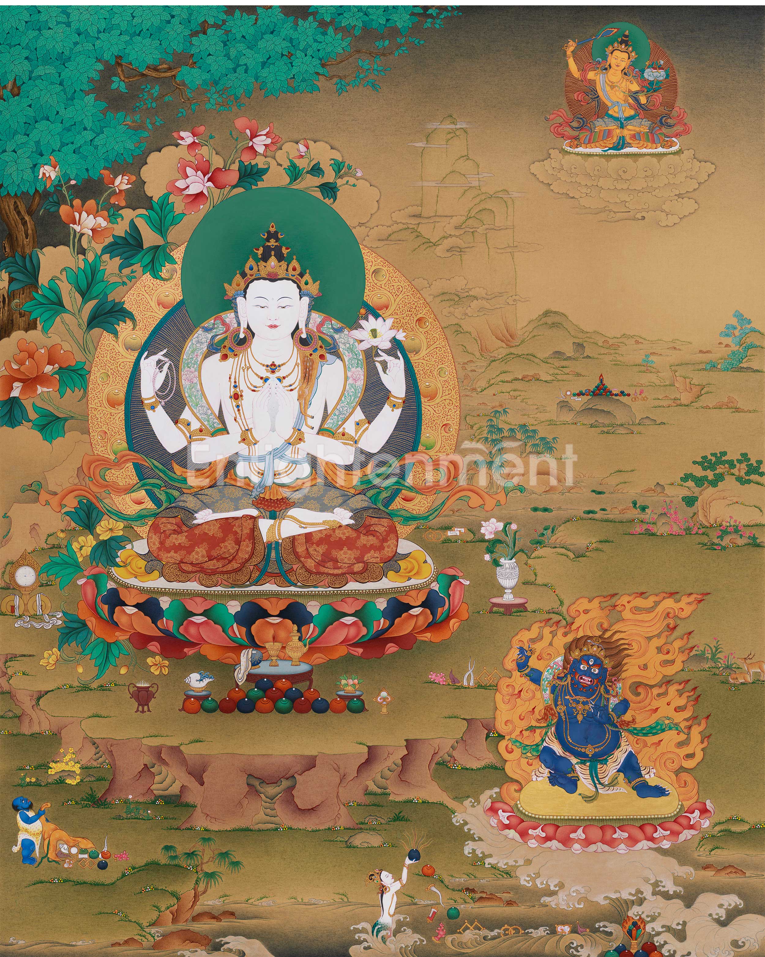 buddhist-thangka-of-chenrezig-manjushri-and-vajrapani