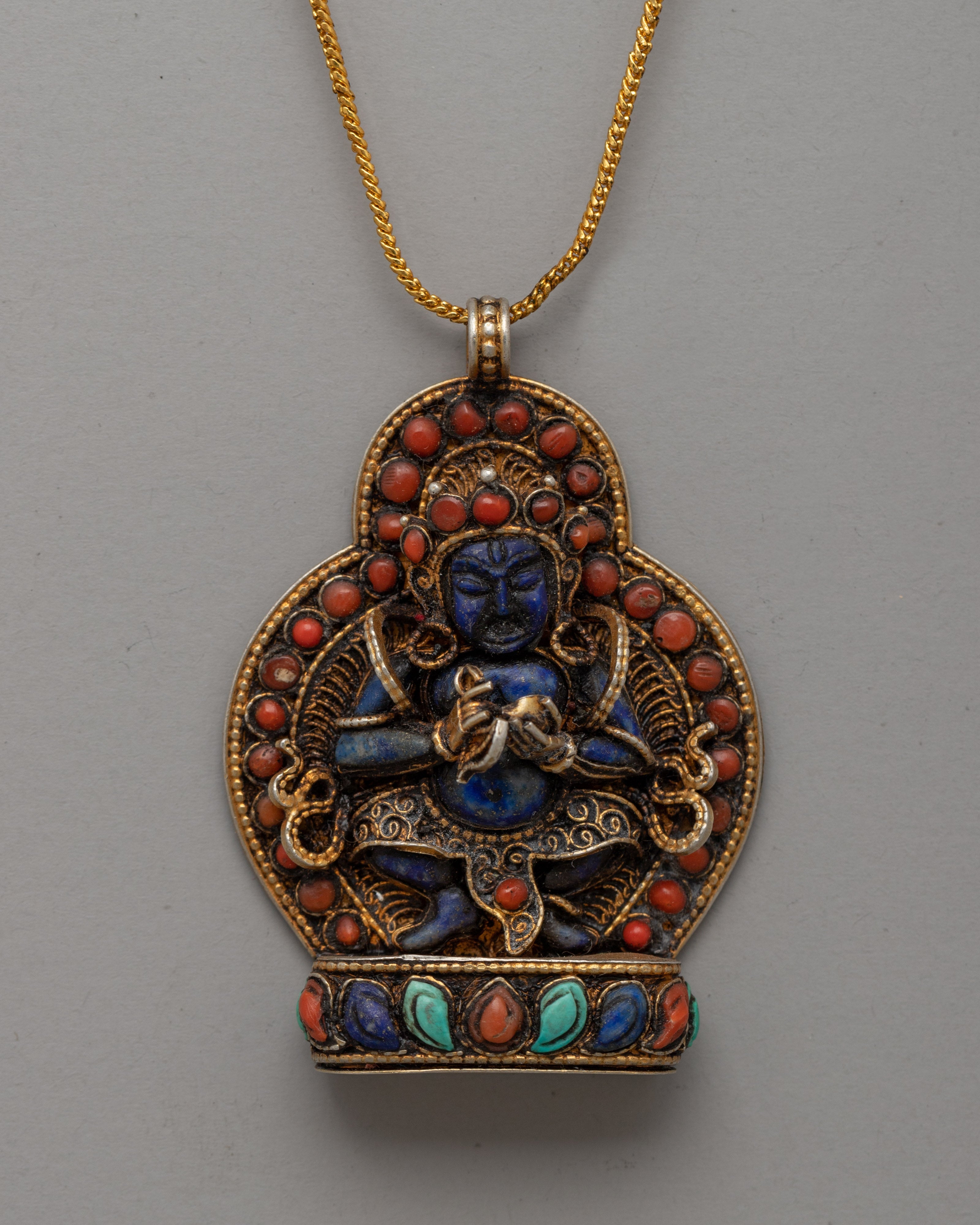 Locket with Lapis Lazuli and Coral