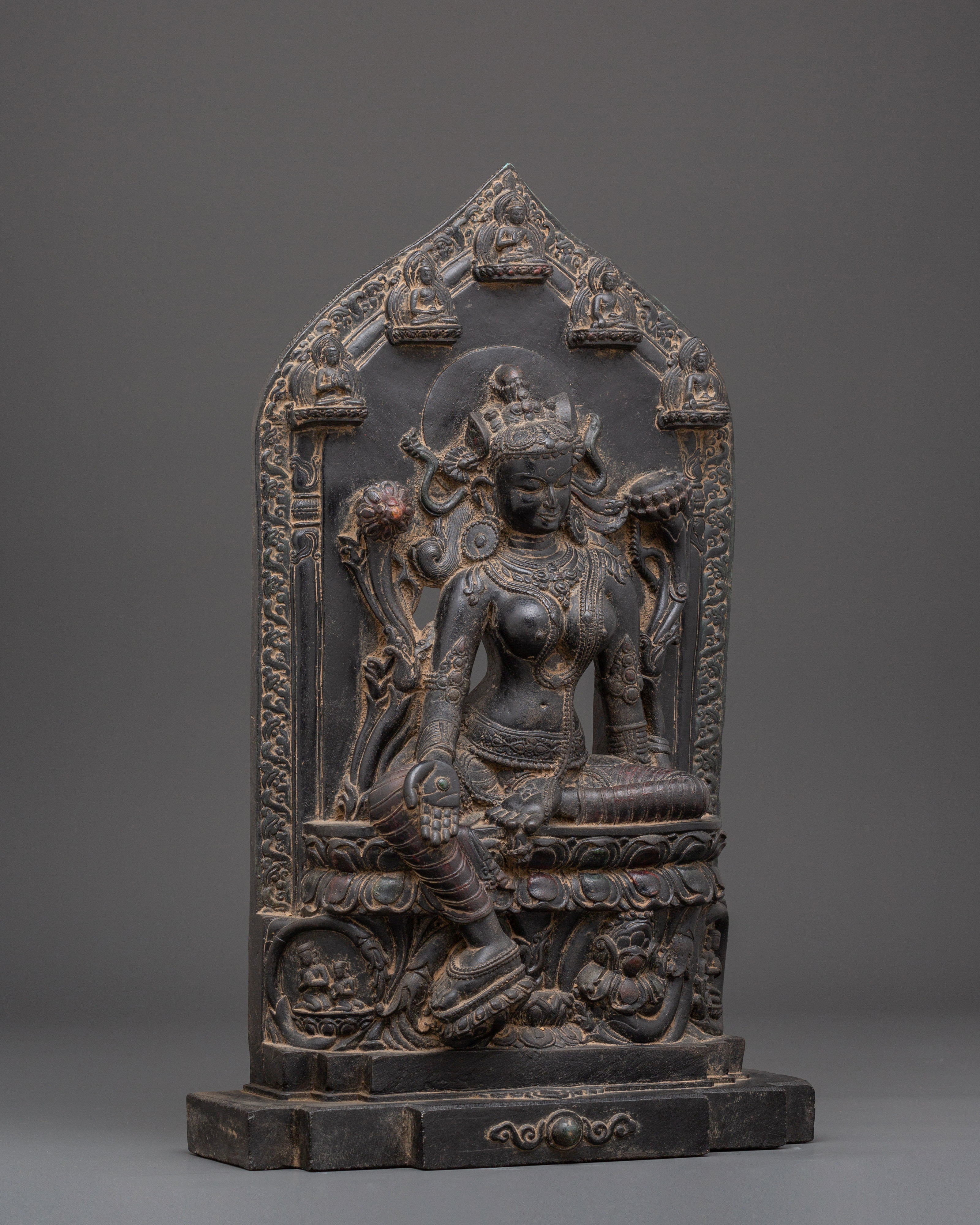 Compassion Deity Green Tara on Throne | Shyama Tara Sculpture