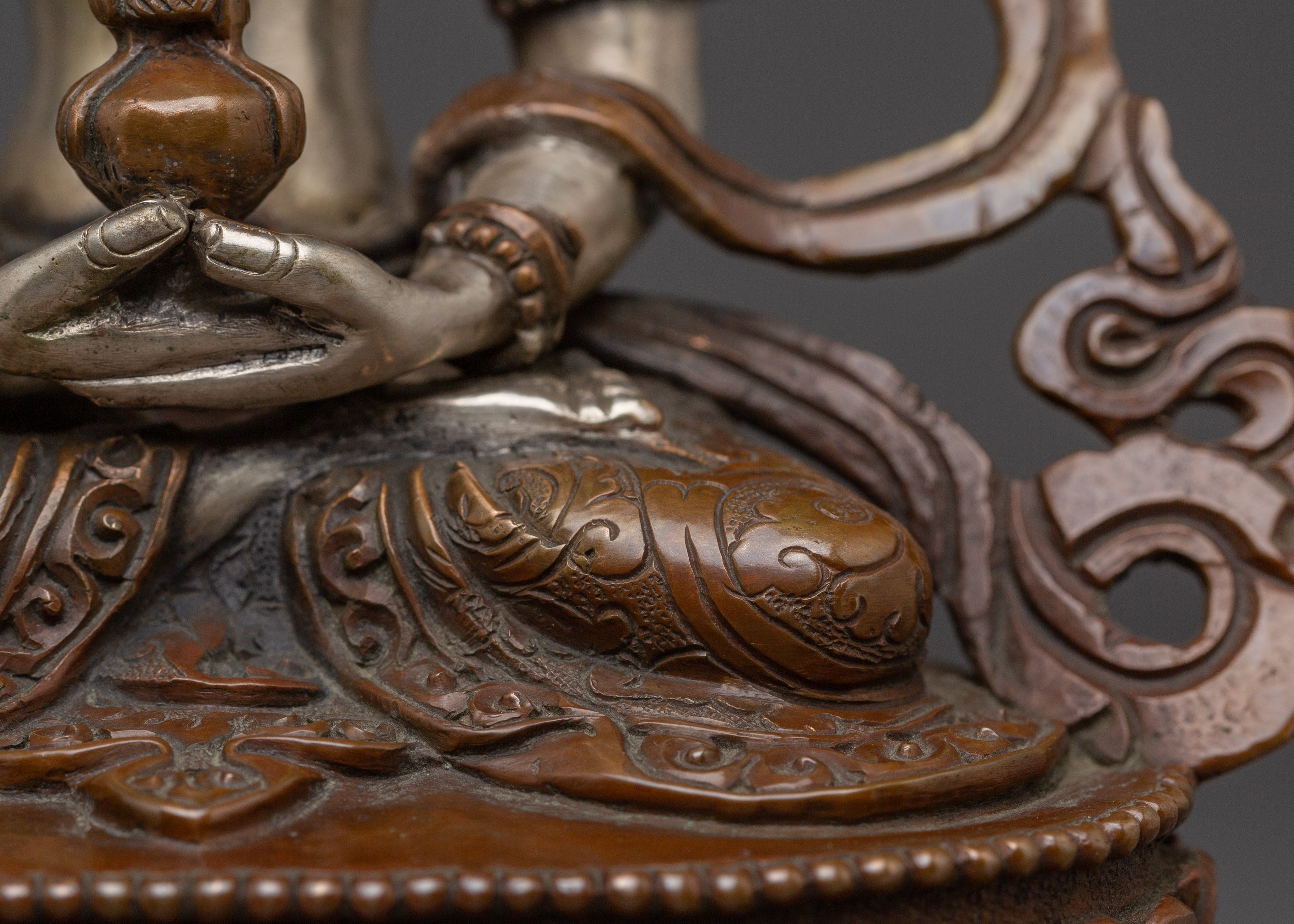 Amitayus Buddha Statue with Throne | Gold Gilded Copper Sculpture for Longevity