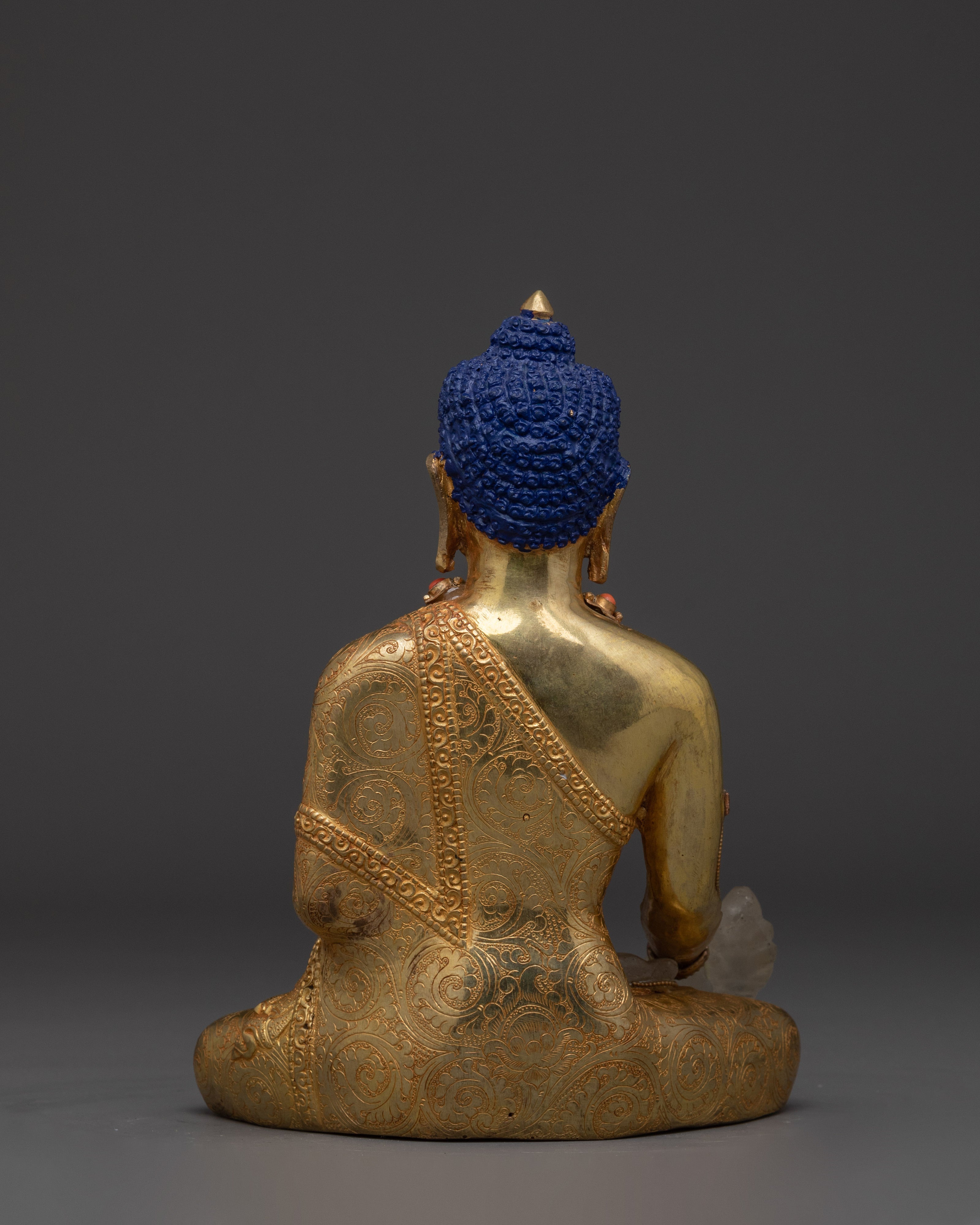 Medicine Buddha Healing Statue | 24K Gold with Crystal Body Artwork